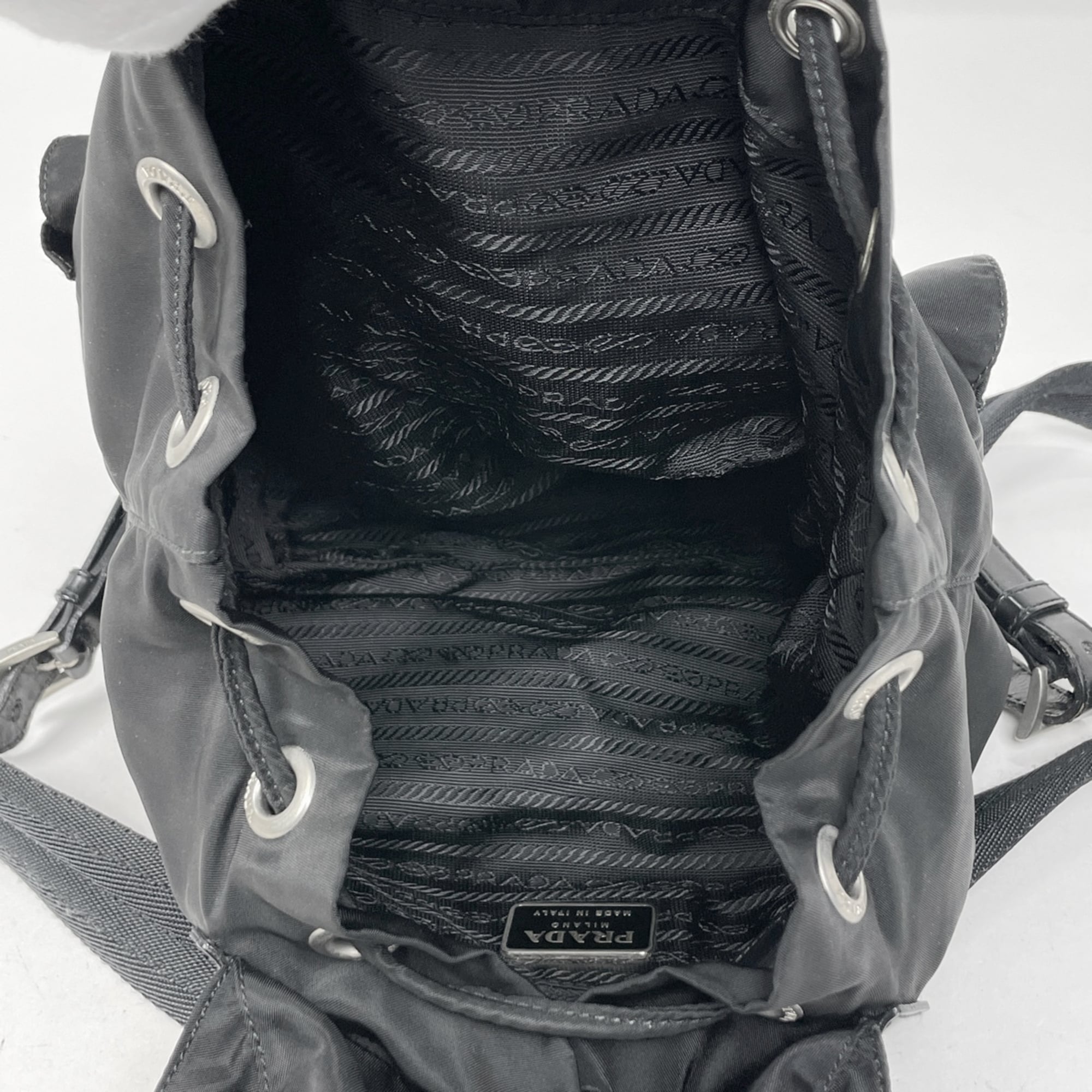 Prada Black Nylon Leather Backpack (Pre-Owned)