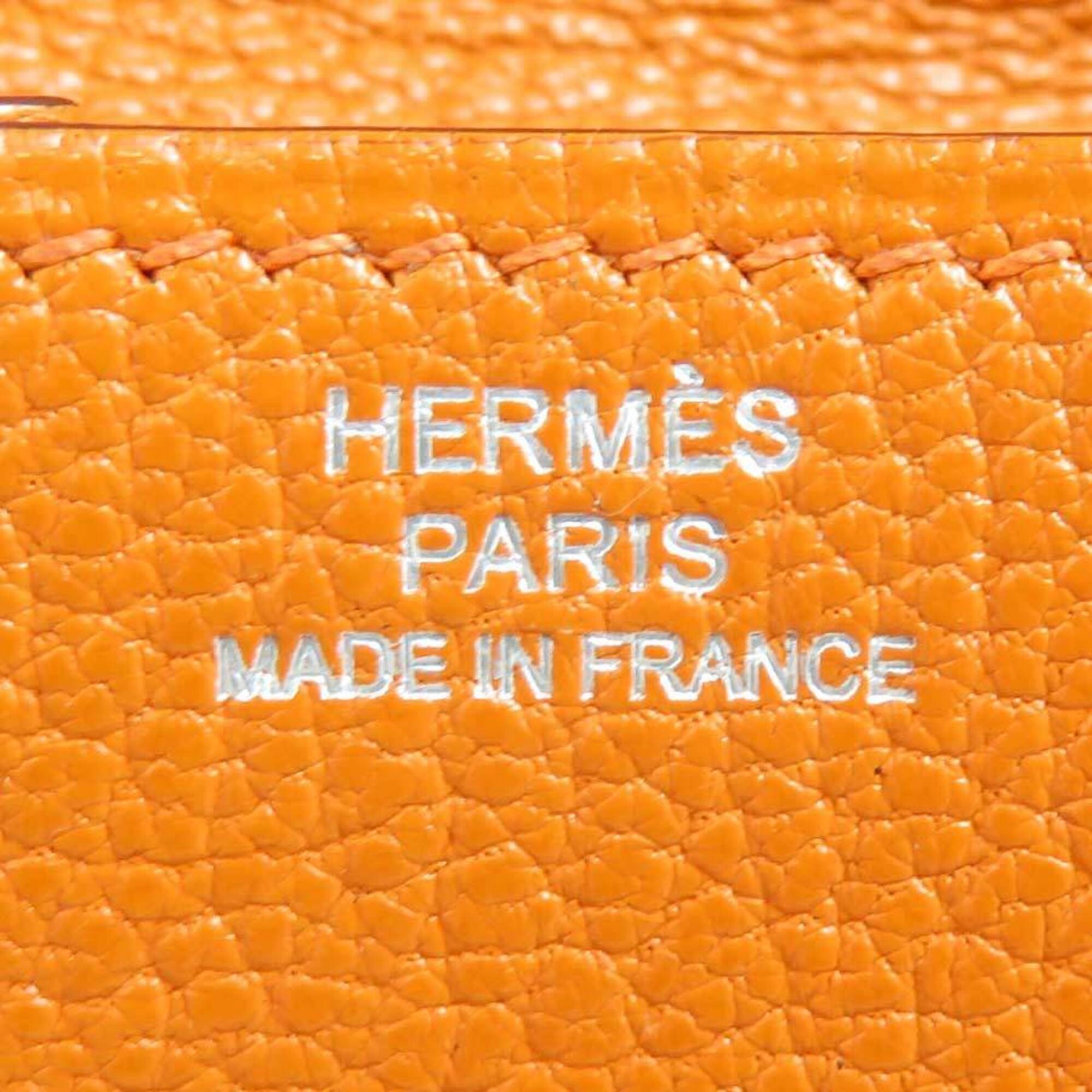 Hermes Orange Leather Coin Purse/Coin Case (Pre-Owned)