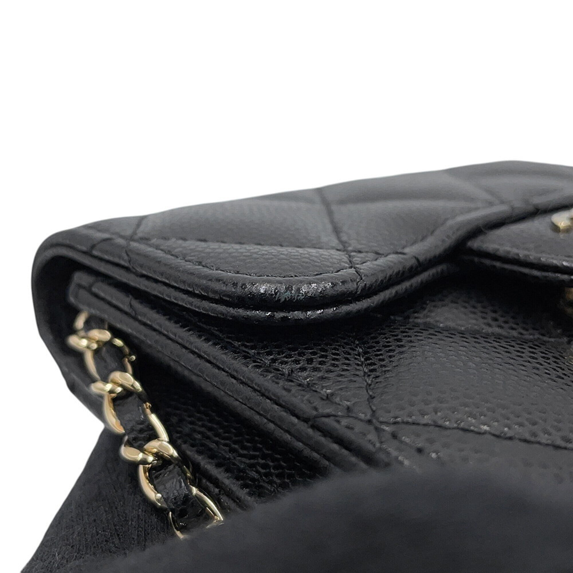 Chanel Matelasse Black Grained Calfskin Chain/Shoulder Wallet (Pre-Owned)