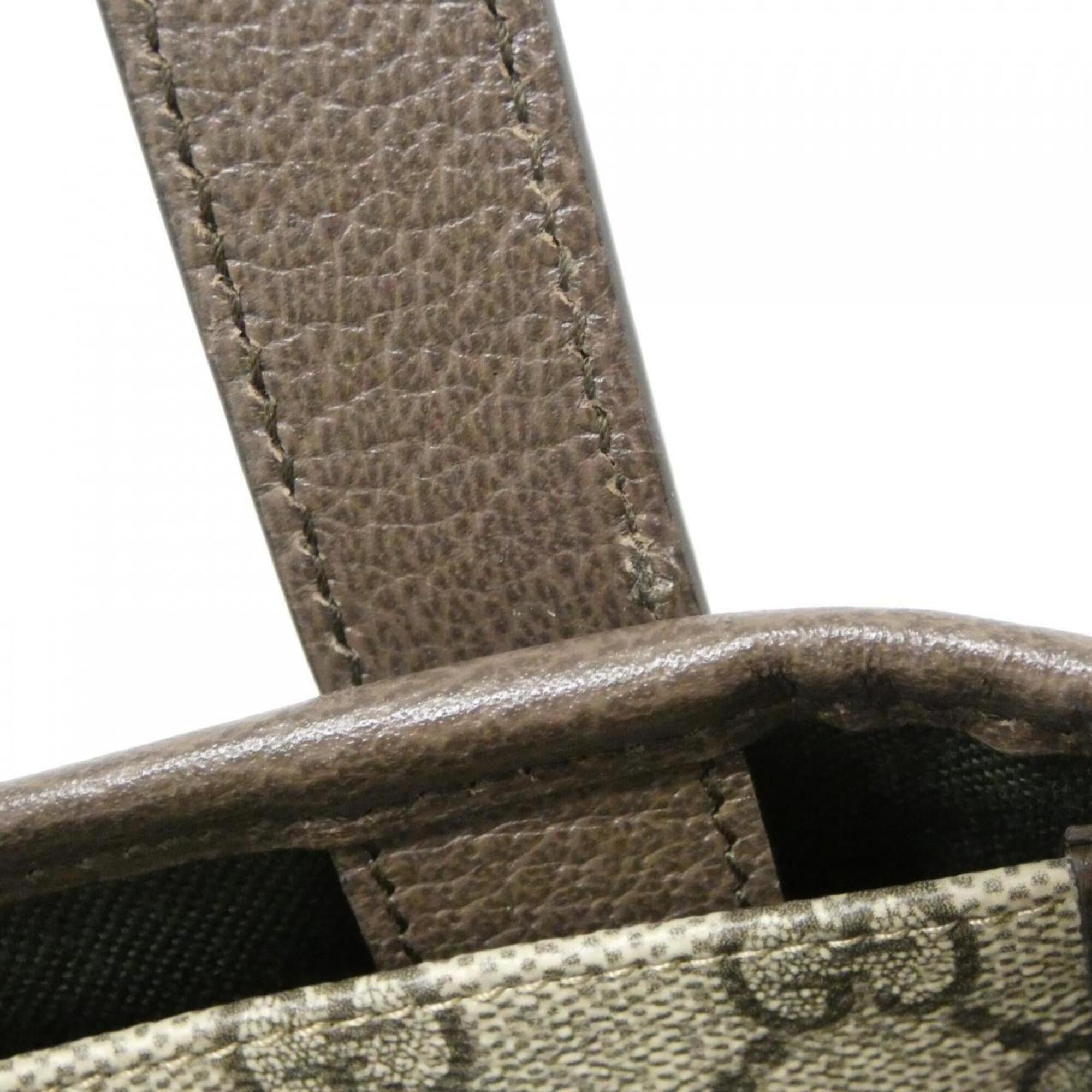 Gucci Beige Brown Coated Canvas Handbag (Pre-Owned)
