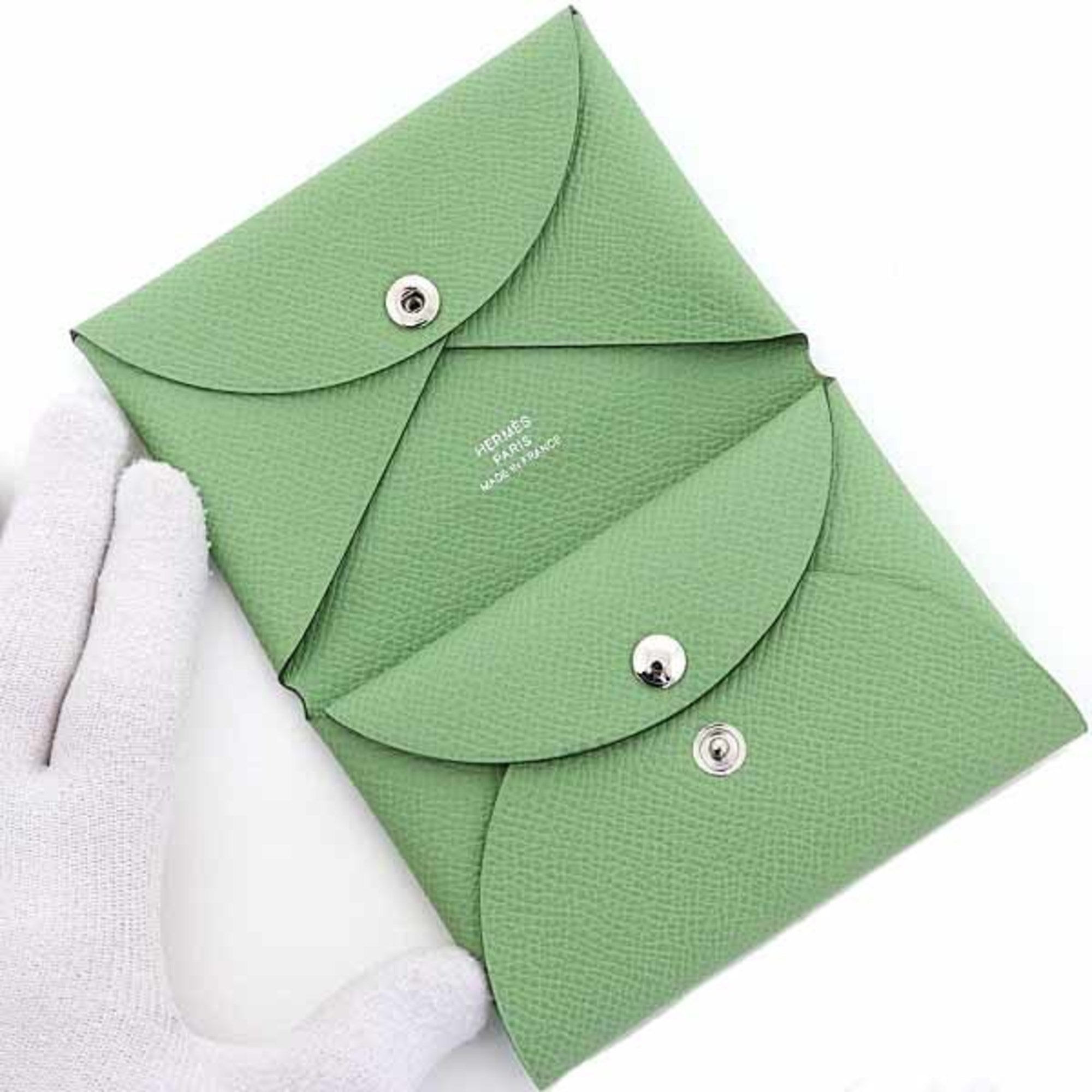 Hermes Bastia Green Epsom Leather Coin Purse/Coin Case (Pre-Owned)