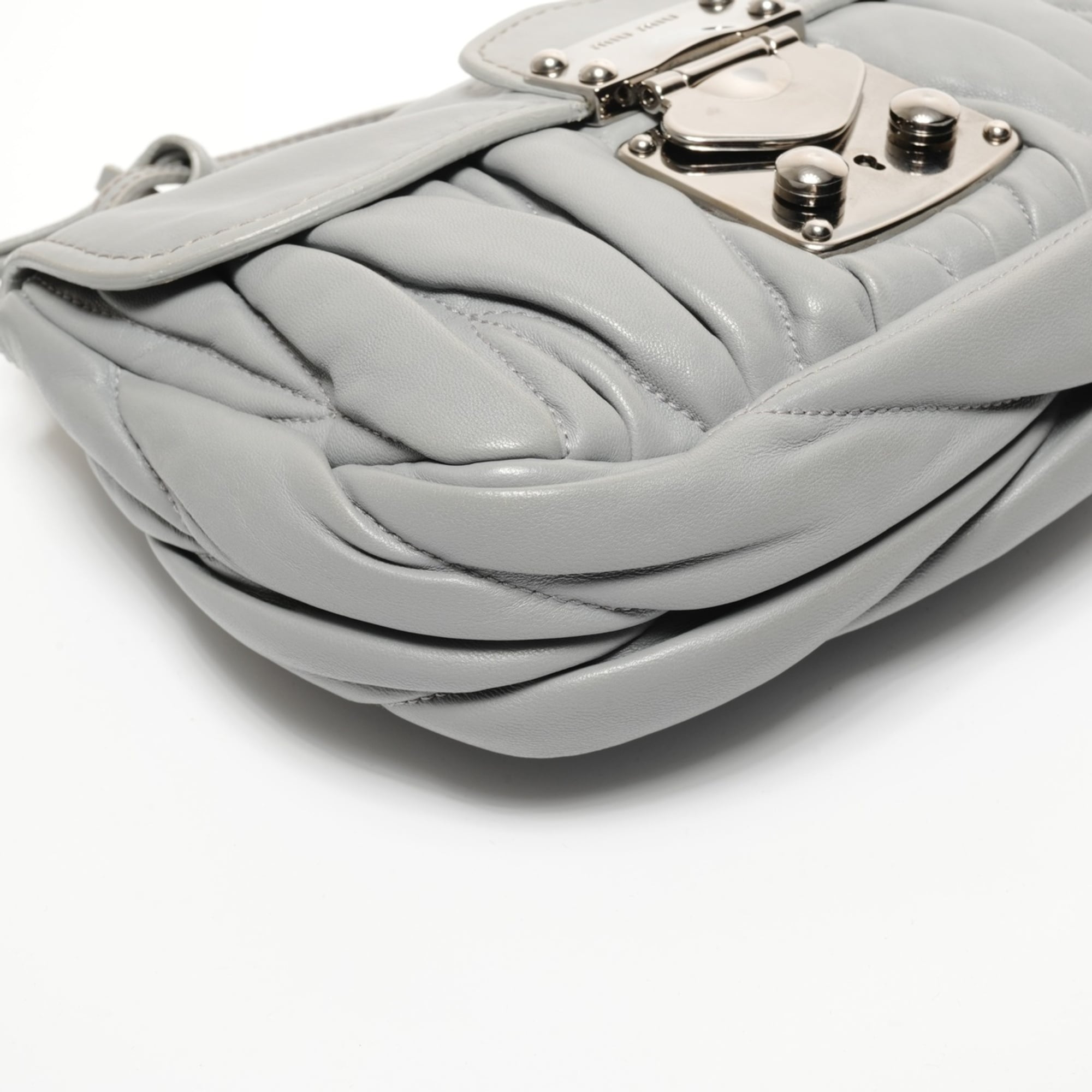 Miu Miu Matelasse Gray Shoulder Bag (Pre-Owned)