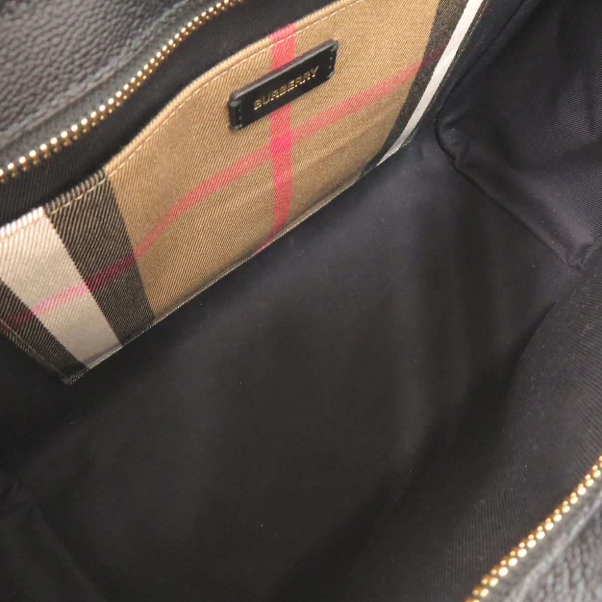 Burberry Black Leather Canvas Handbag Shoulder Bag Tote Bag (Pre-Owned)