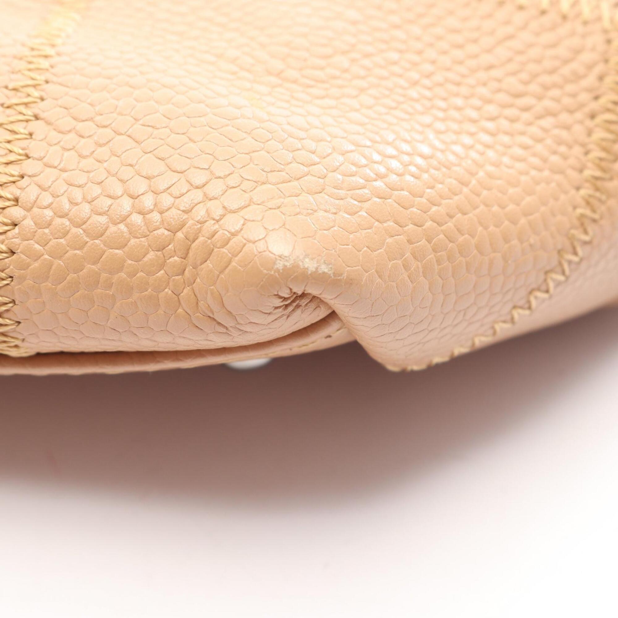 Chanel Beige Grained Calfskin Handbag Tote Bag (Pre-Owned)