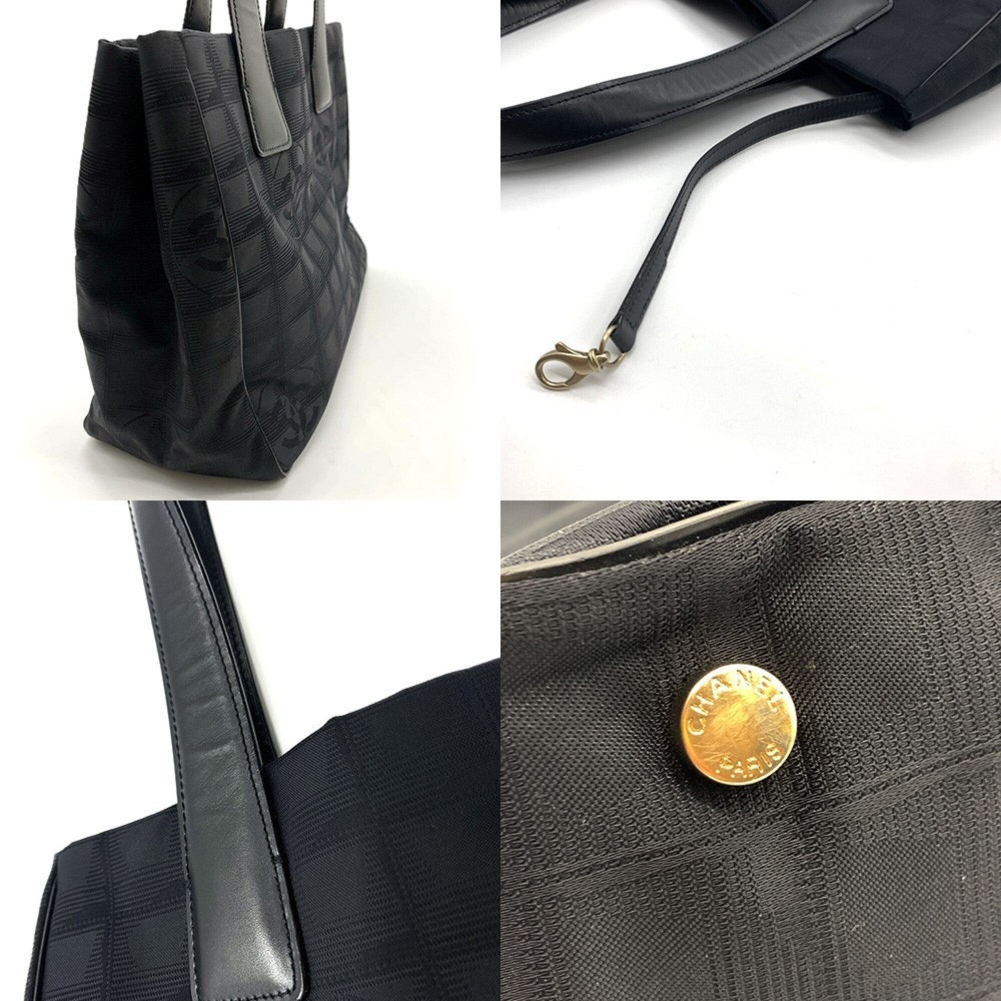 Chanel New Travel Line Black Nylon Handbag Shoulder Bag (Pre-Owned)