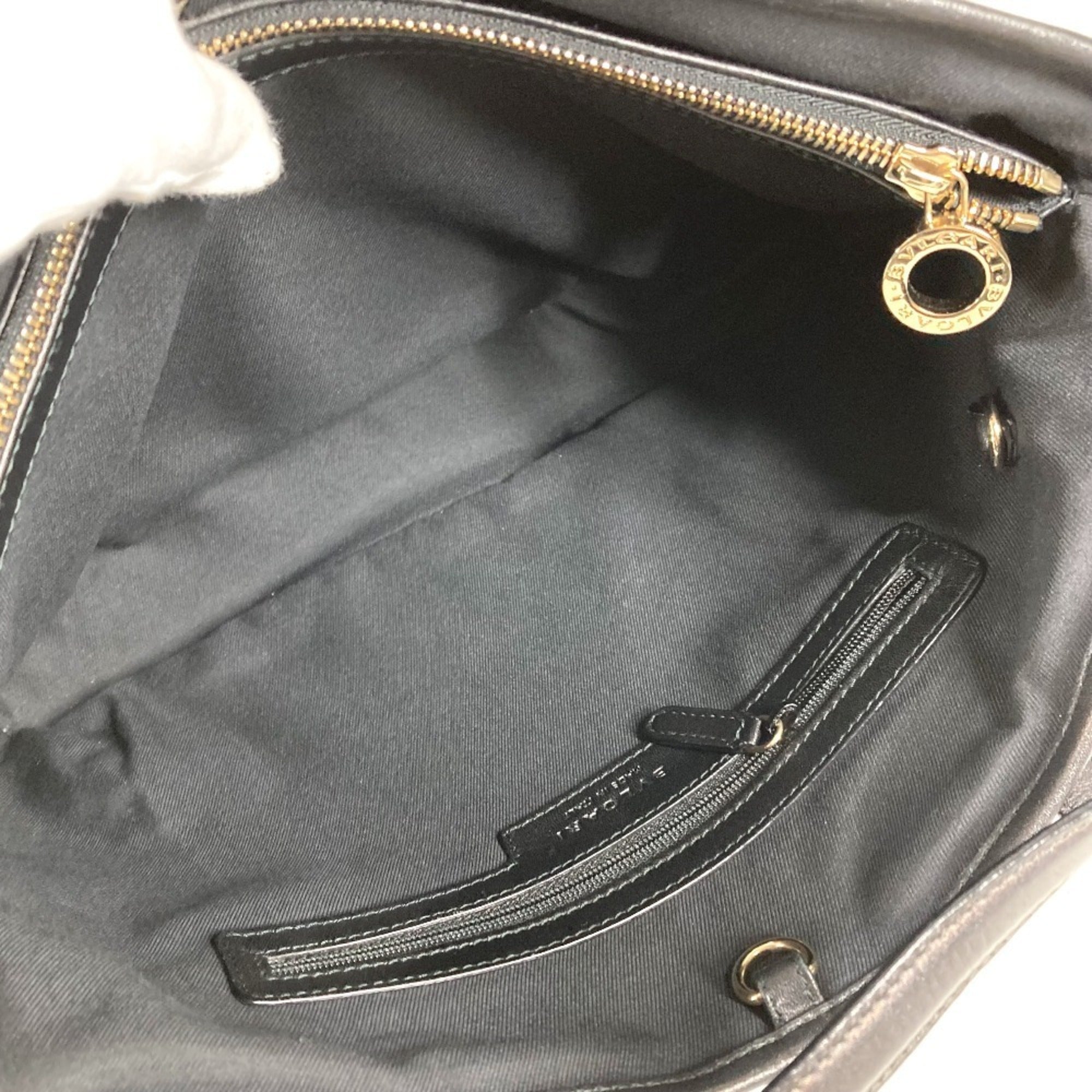 Bvlgari Black Leather Handbag Shoulder Bag (Pre-Owned)