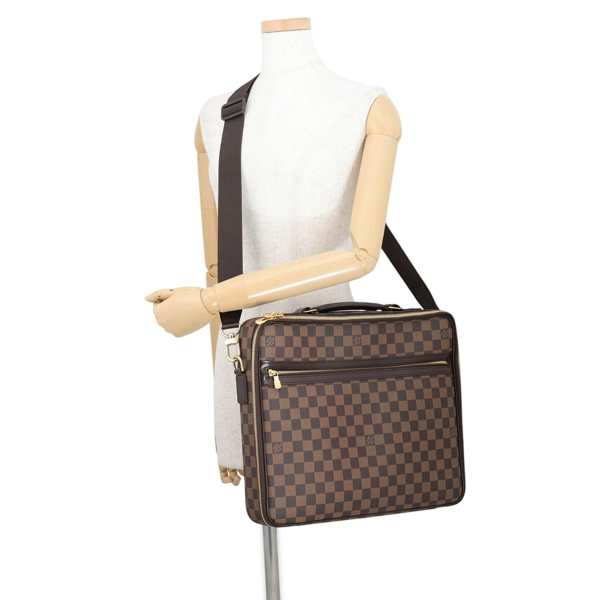 Louis Vuitton Brown Damier Canvas Ebene Exotic Leather Handbag (Pre-Owned)