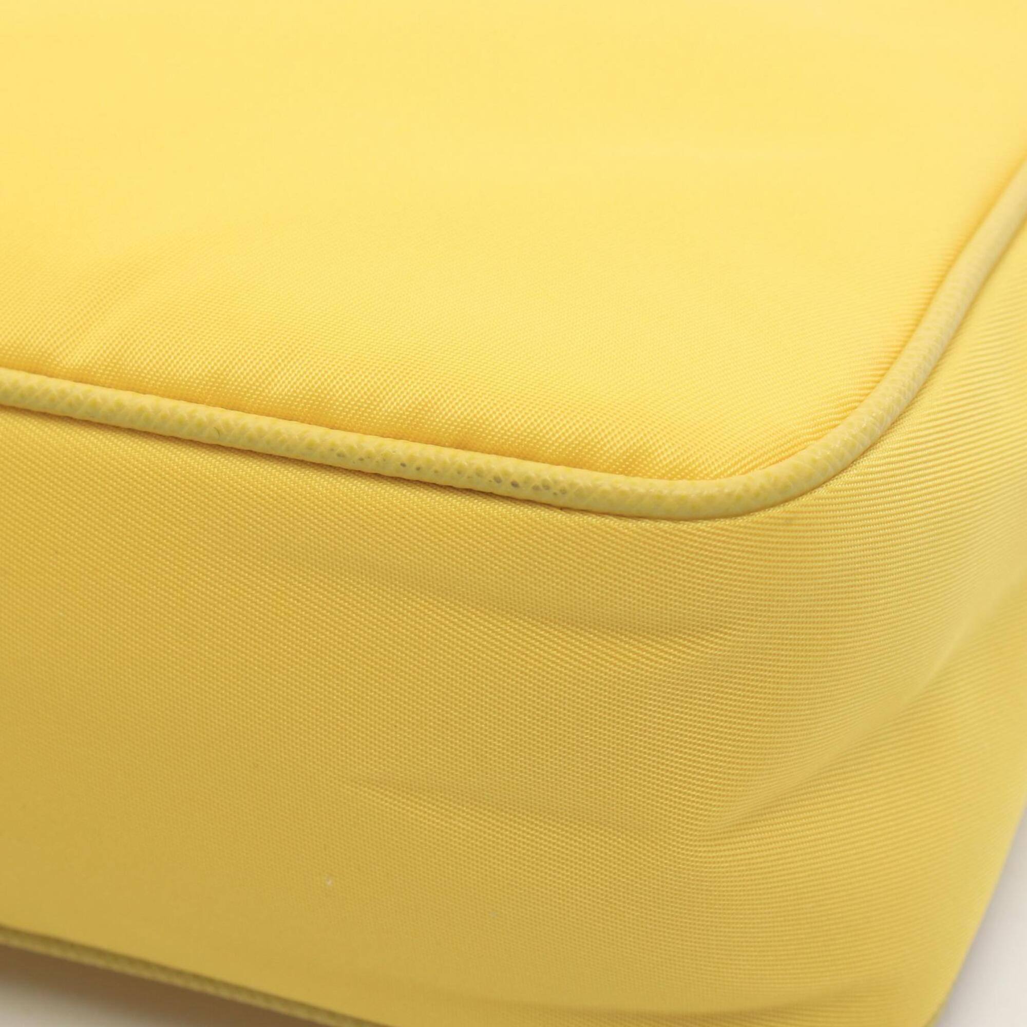 Prada Saffiano Yellow Nylon Leather Handbag (Pre-Owned)