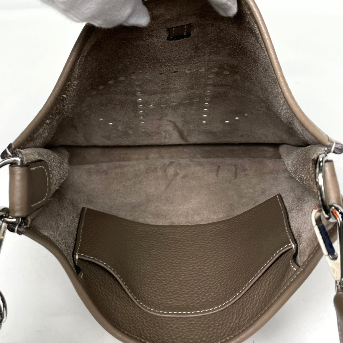 Hermes Evelyne Etoupe Gray Taurillon Clemence Leather Shoulder Bag (Pre-Owned)