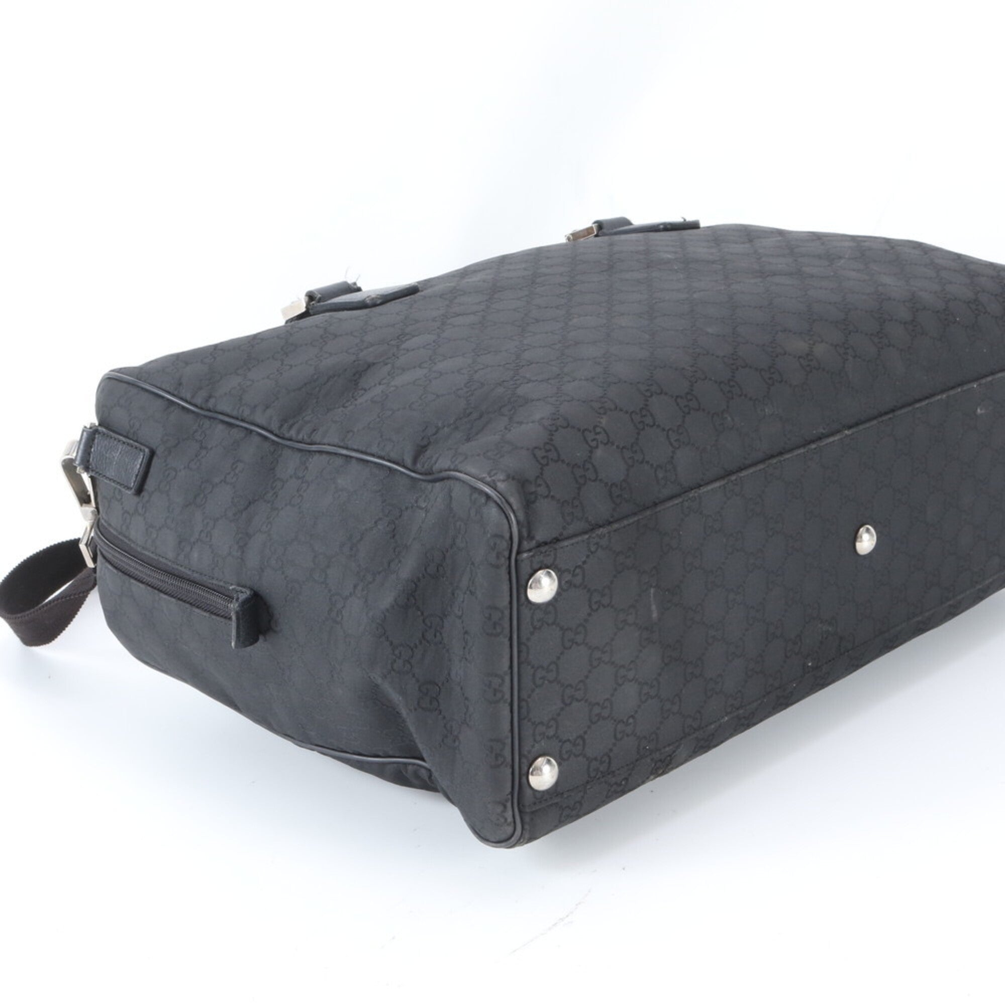 Gucci Black Nylon Leather Handbag Tote Bag (Pre-Owned)