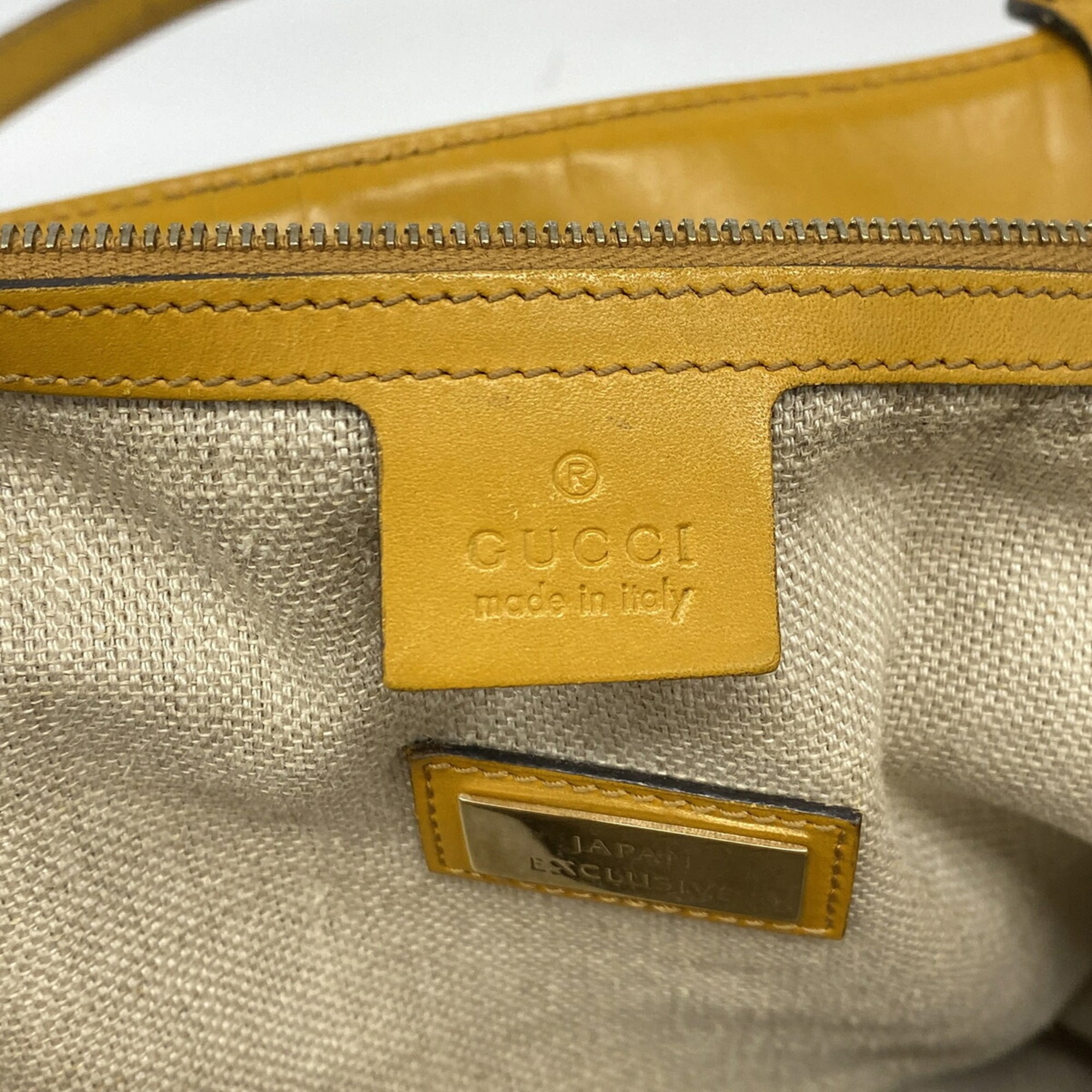 Gucci Beige Yellow Canvas Tote Bag (Pre-Owned)