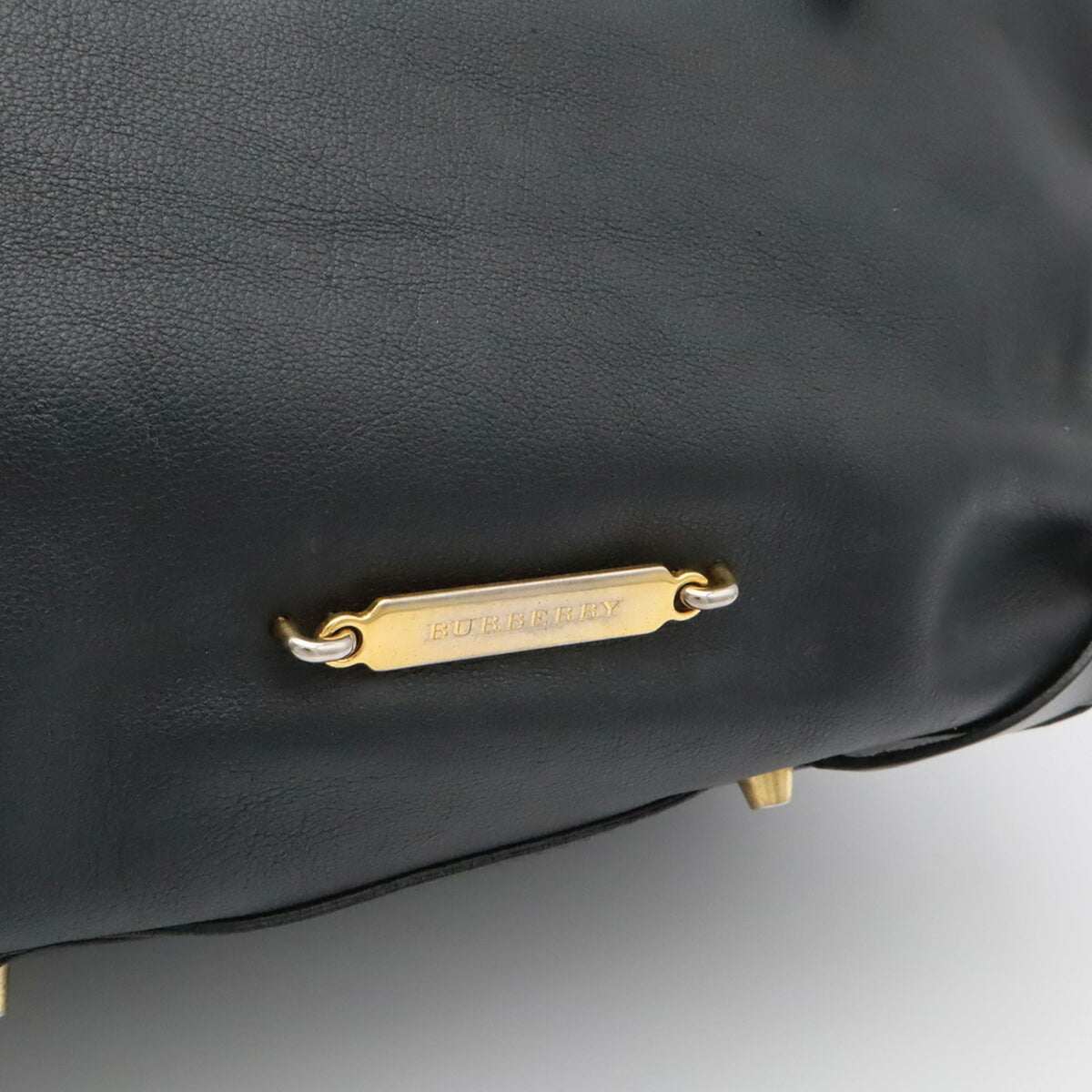 Burberry Black Leather Shoulder Bag Tote Bag (Pre-Owned)