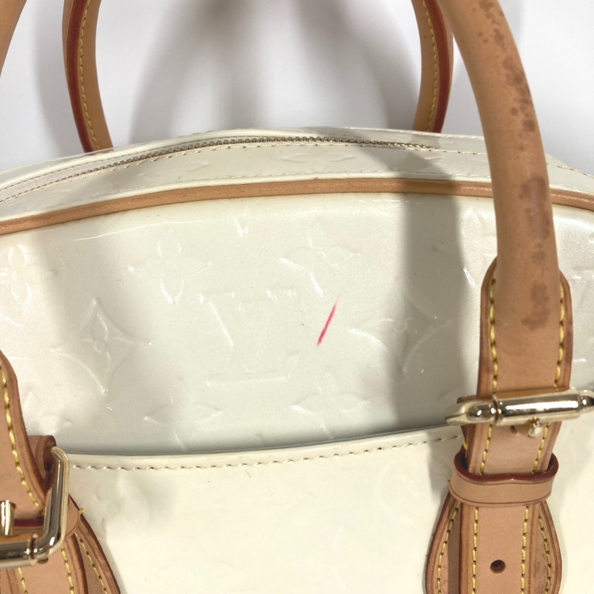 Louis Vuitton Pearl White Monogram Vernis Handbag Shoulder Bag Tote Bag (Pre-Owned)