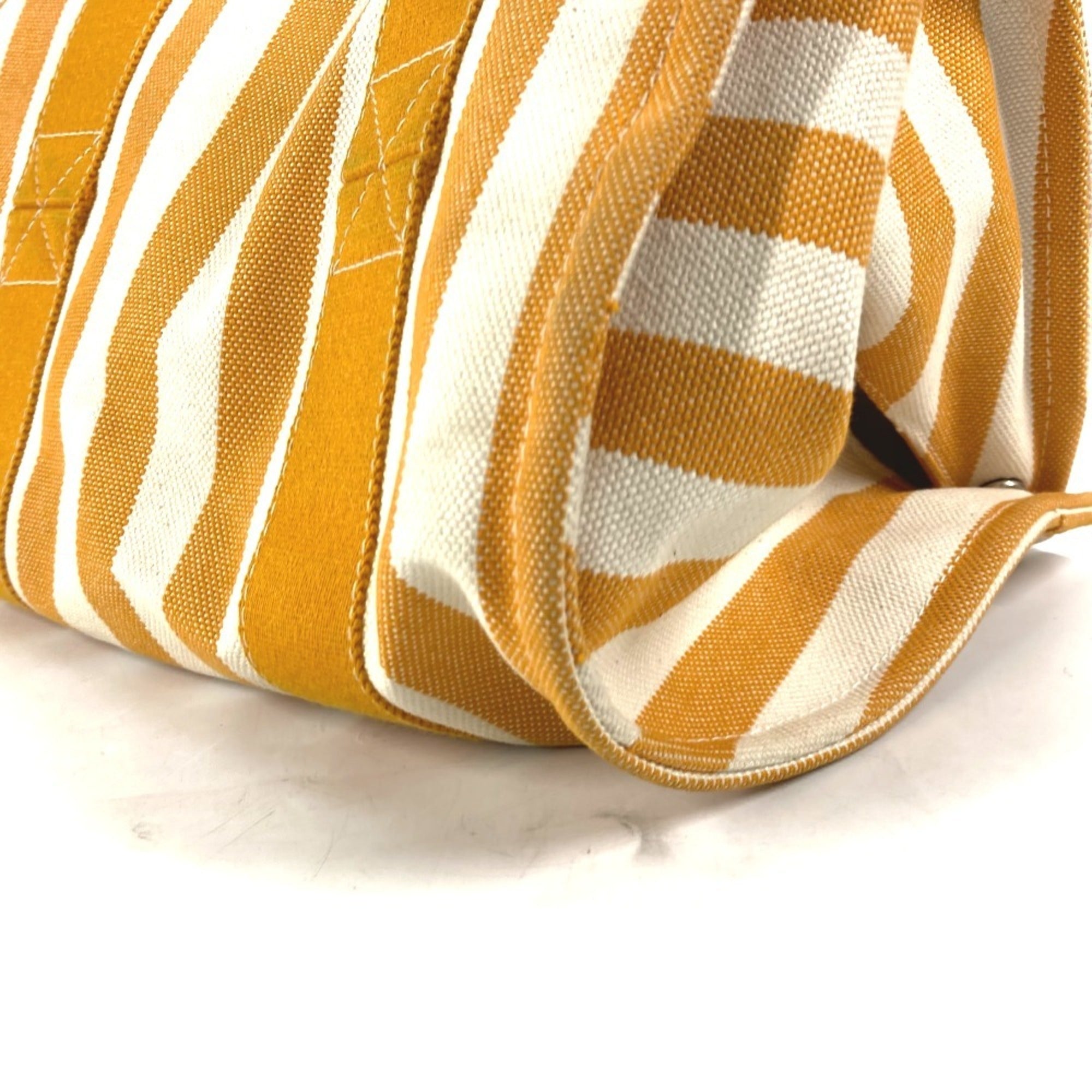 Hermes Orange White Canvas Handbag Tote Bag (Pre-Owned)