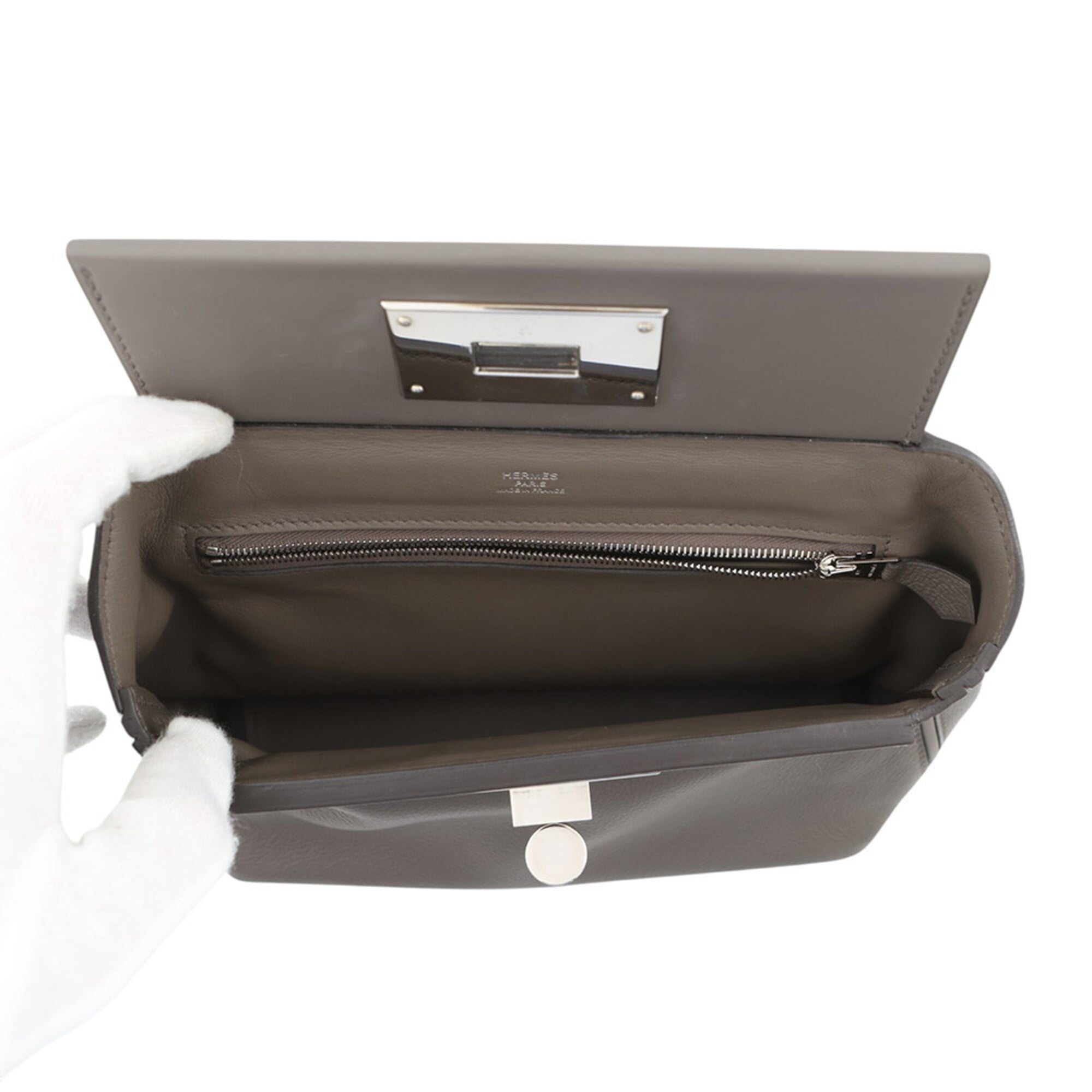 Hermes Etain Swift Leather Handbag Shoulder Bag (Pre-Owned)