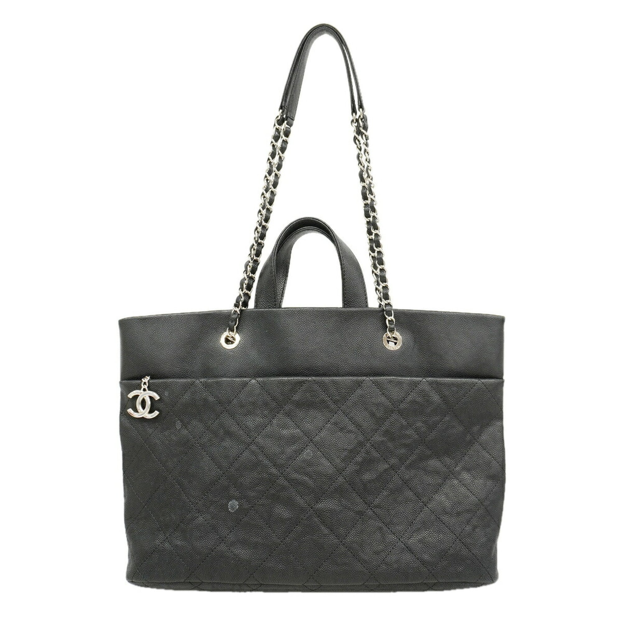 Chanel Black Grained Calfskin Tote Bag (Pre-Owned)