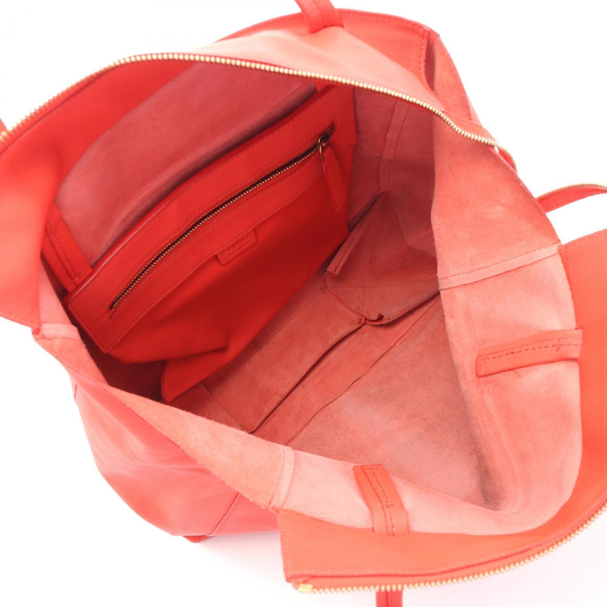 Celine Cabas Red Color Leather Handbag Tote Bag (Pre-Owned)