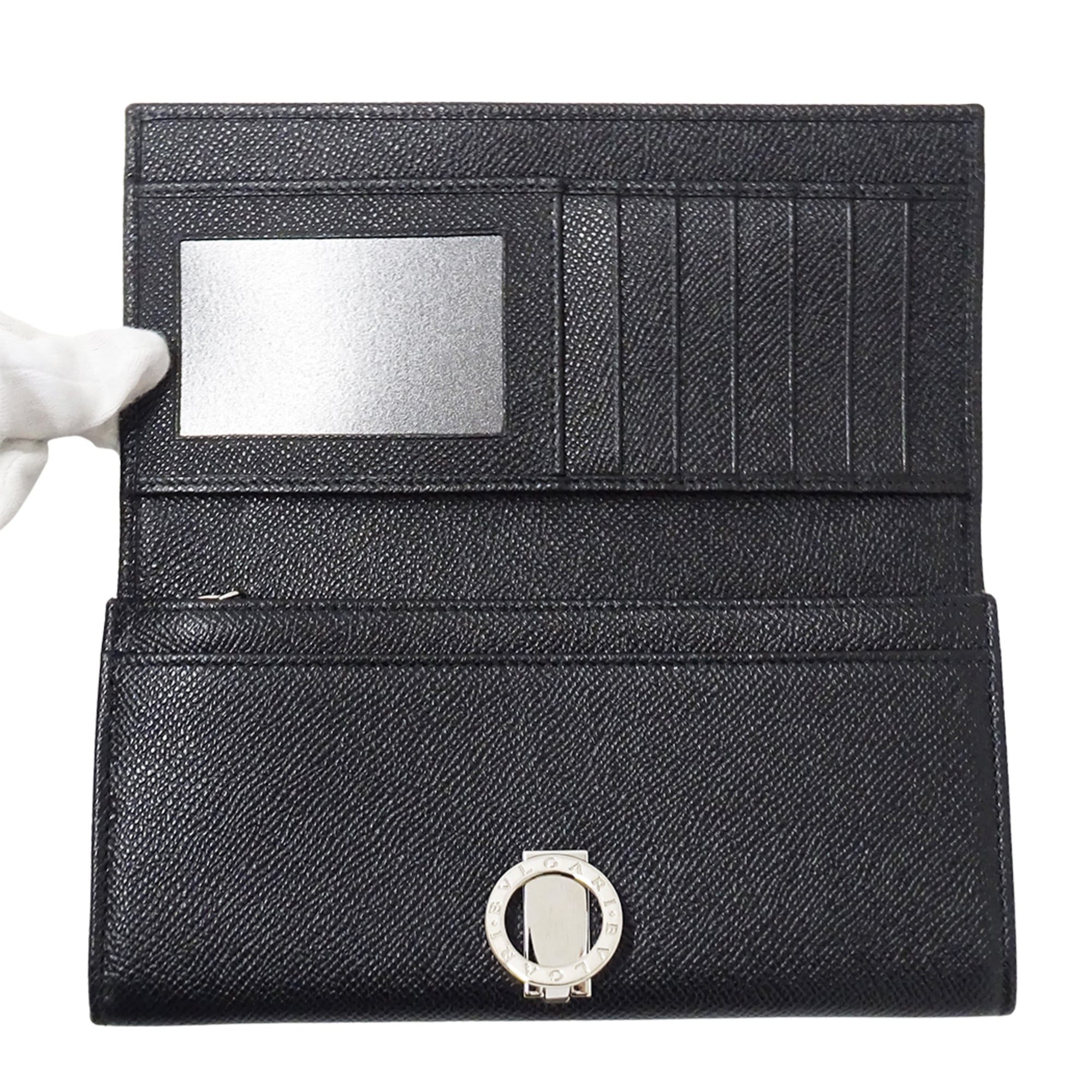 Bvlgari Black Leather Long Wallet (Bi-Fold) (Pre-Owned)