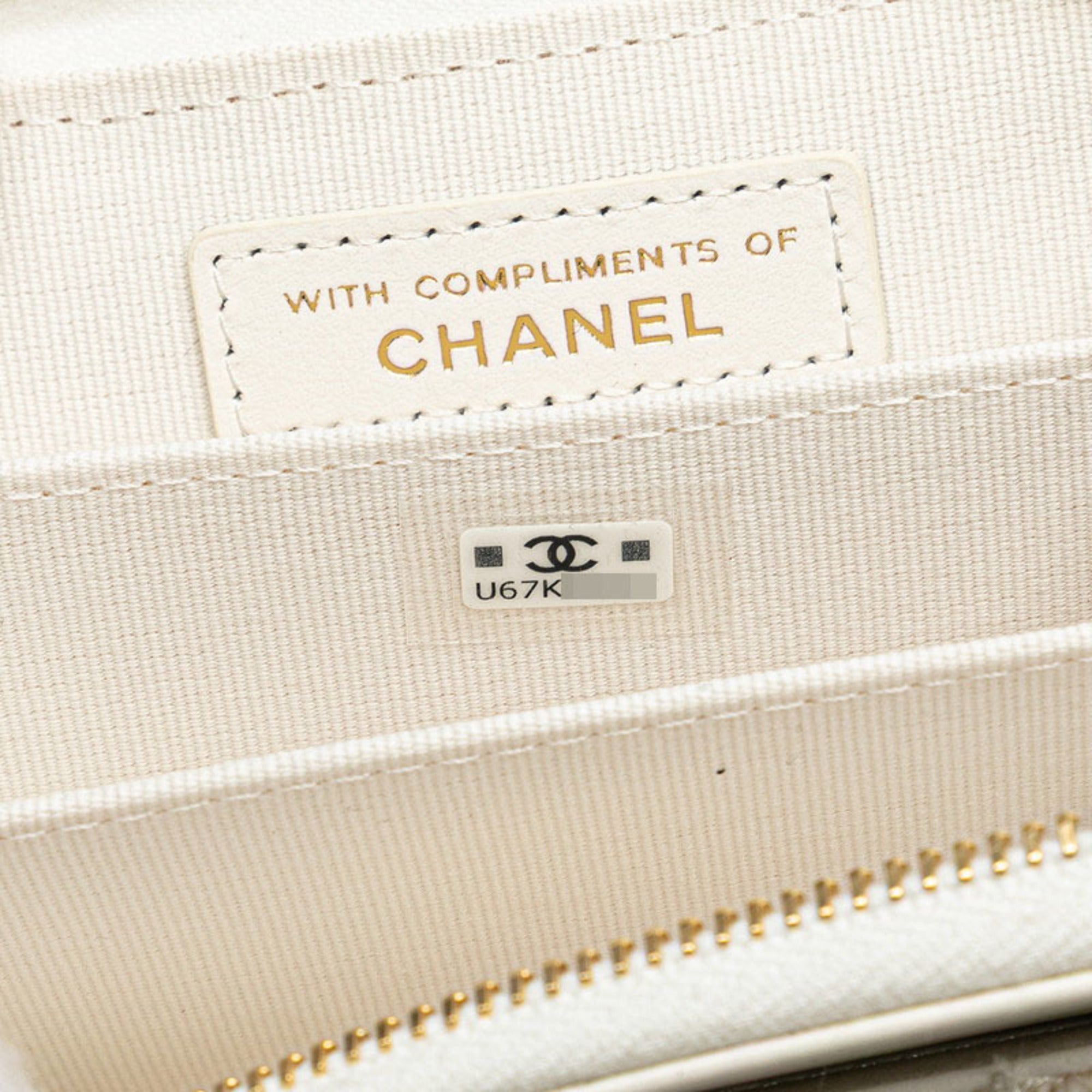 Chanel White Tweed Leather Chain/Shoulder Wallet (Pre-Owned)