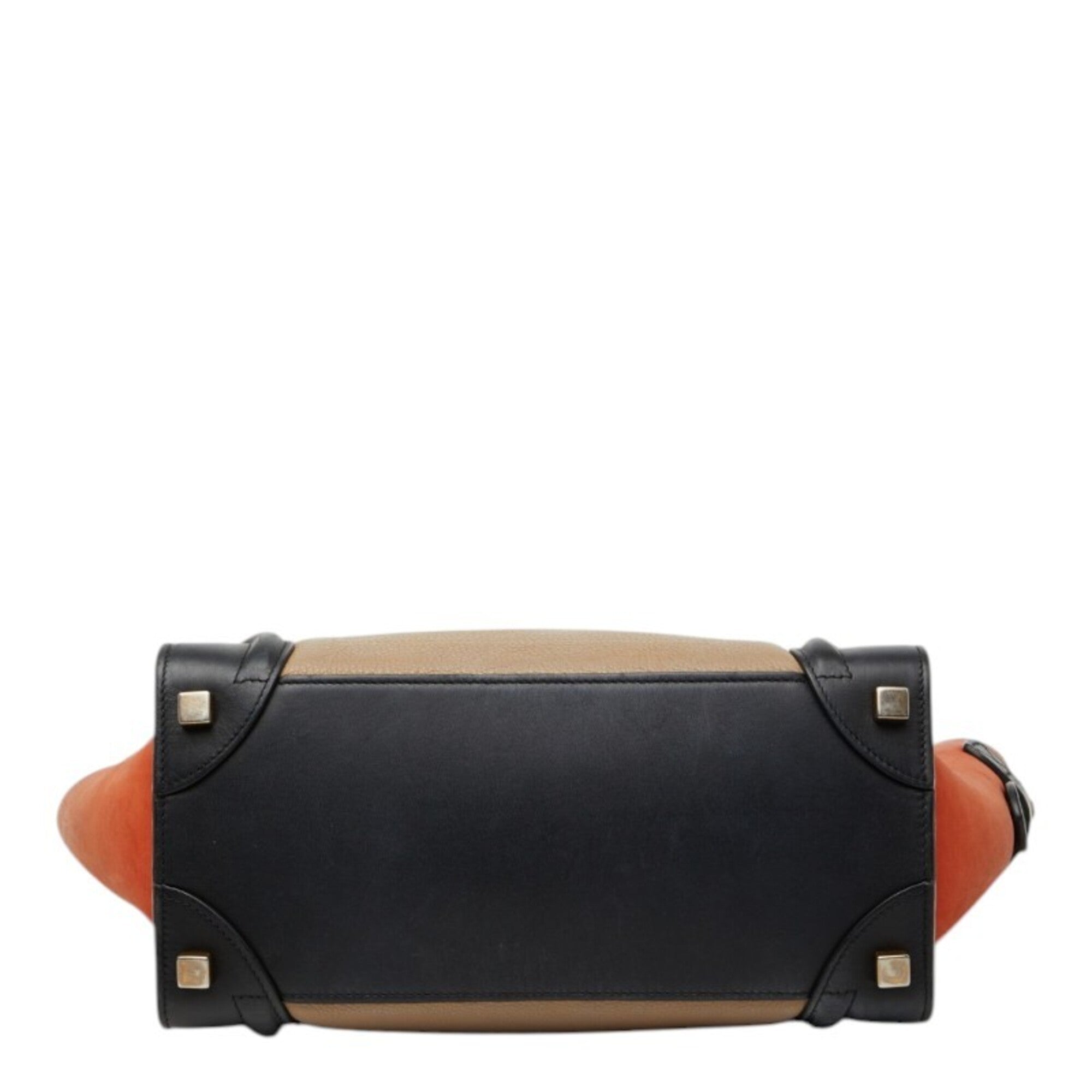 Celine Beige Black Orange Leather Handbag Tote Bag (Pre-Owned)