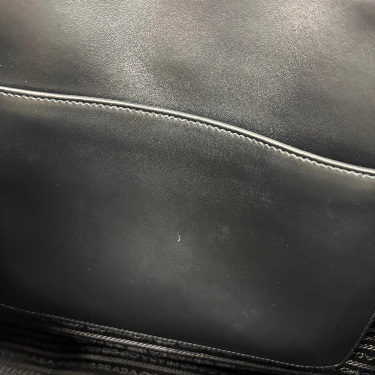 Prada Beige Black Fabric Leather Handbag Tote Bag (Pre-Owned)