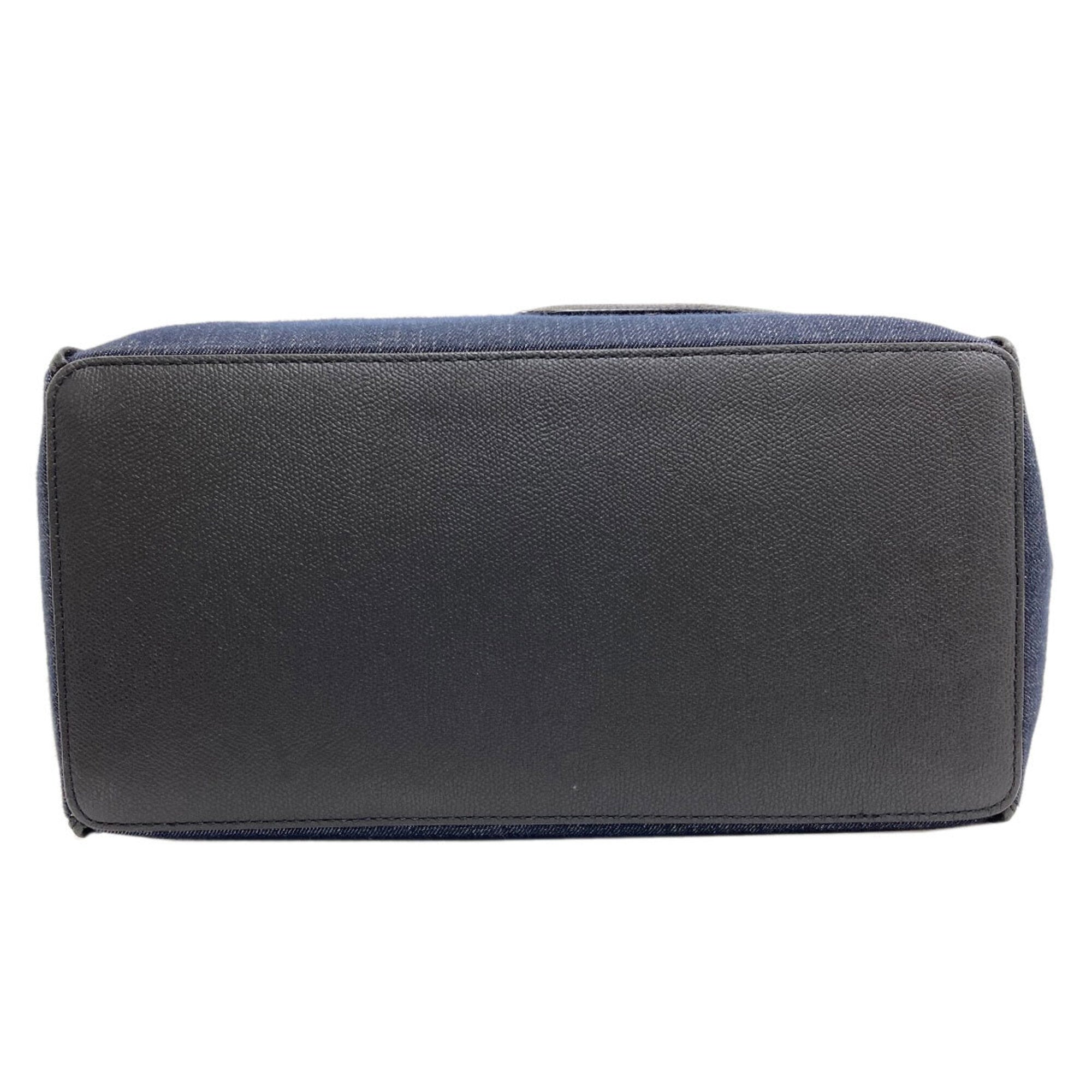 Valextra Navy White Canvas Tote Bag (Pre-Owned)