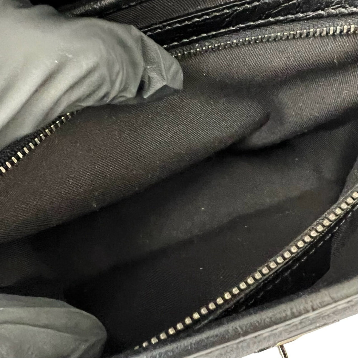 Gucci Black Leather Canvas Handbag Shoulder Bag (Pre-Owned)