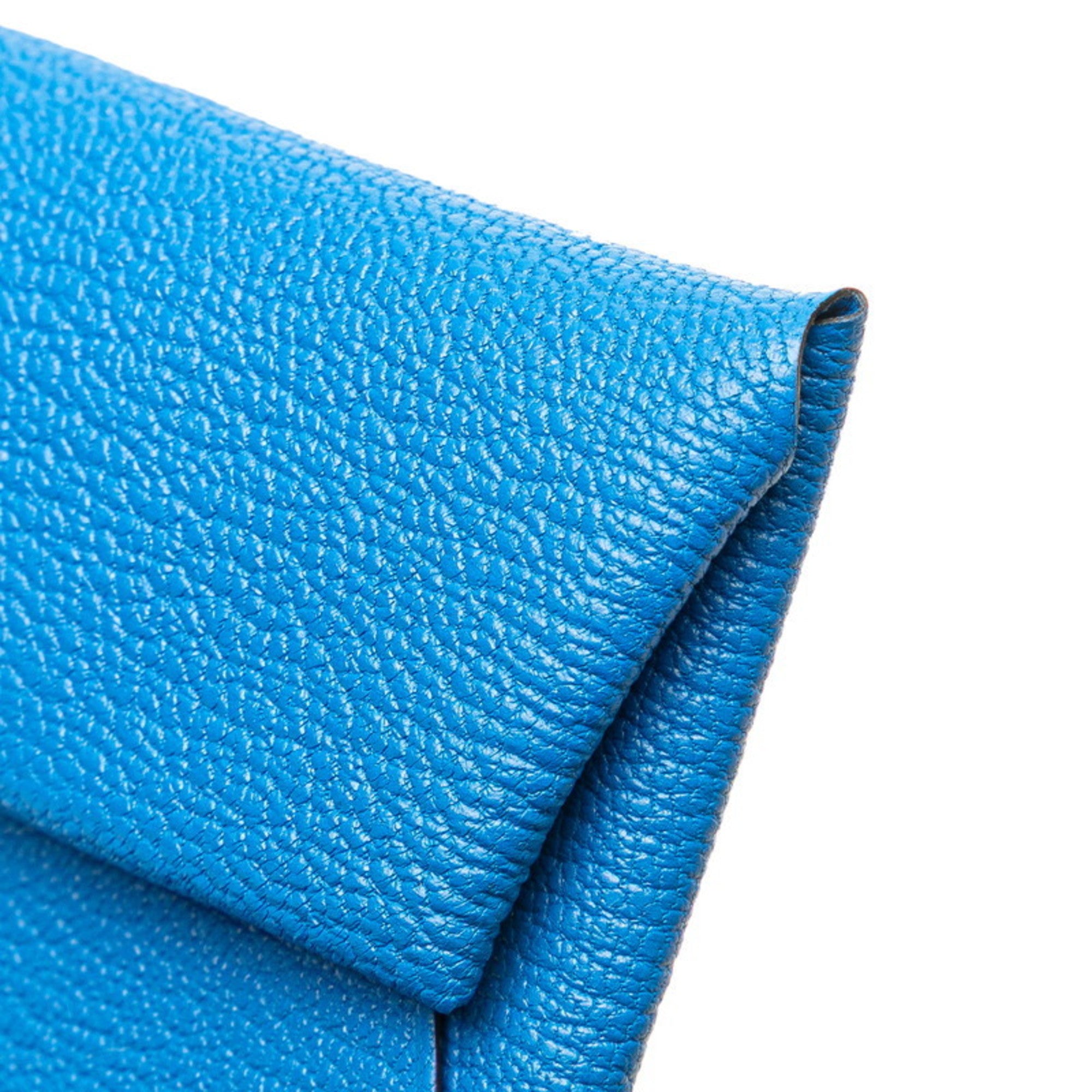 Hermes Bastia Blue Chevre Leather Coin Purse/Coin Case (Pre-Owned)