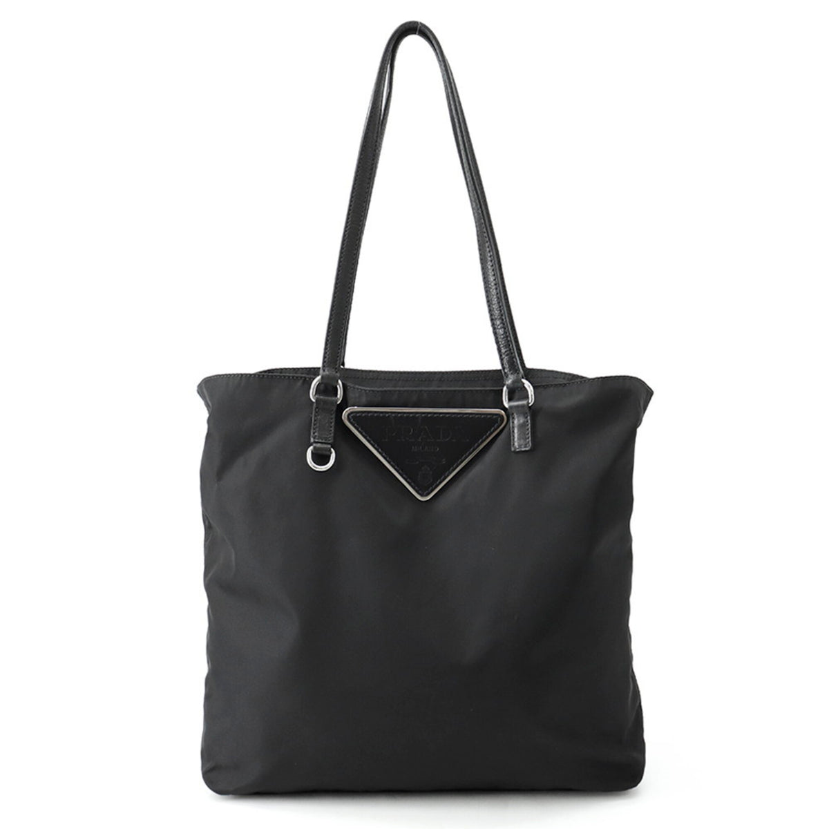 Prada Black Nylon Leather Handbag Tote Bag (Pre-Owned)