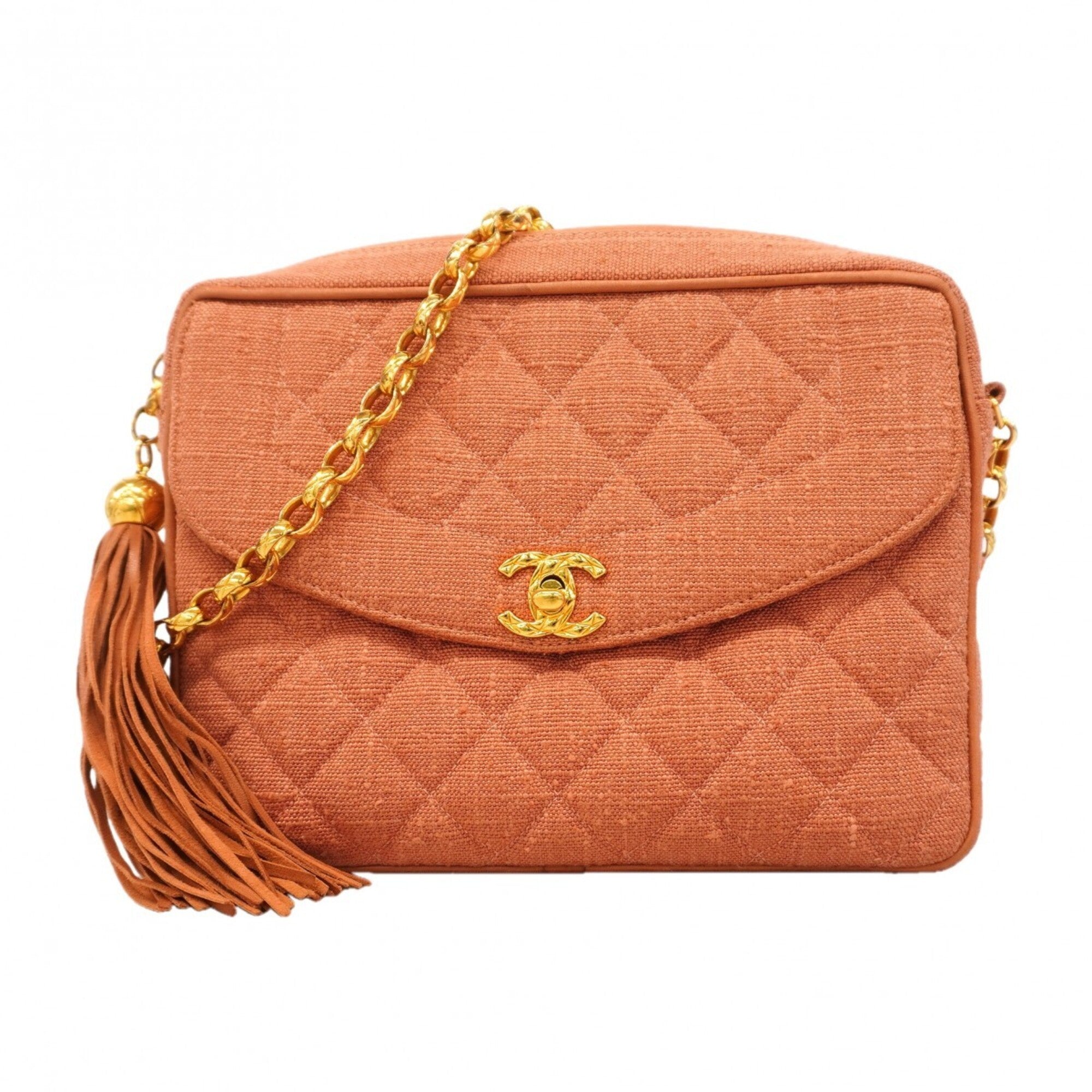 Chanel Salmon Pink Canvas Shoulder Bag (Pre-Owned)