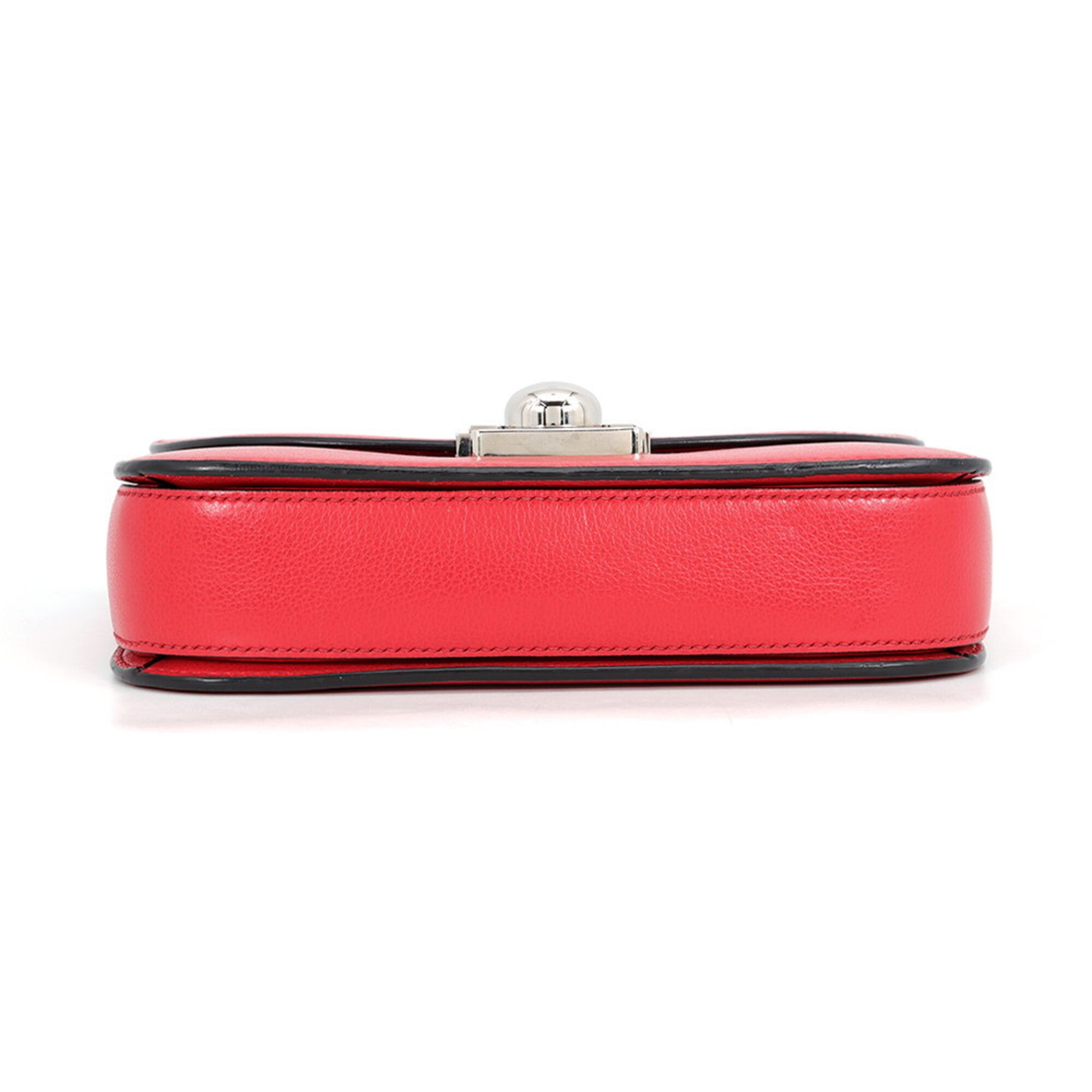 Prada Red Color Leather Shoulder Bag (Pre-Owned)