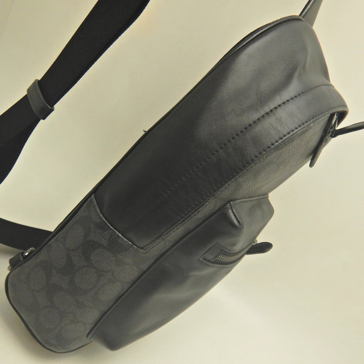 Coach Black Coated Canvas Leather Sling Bag (Pre-Owned)