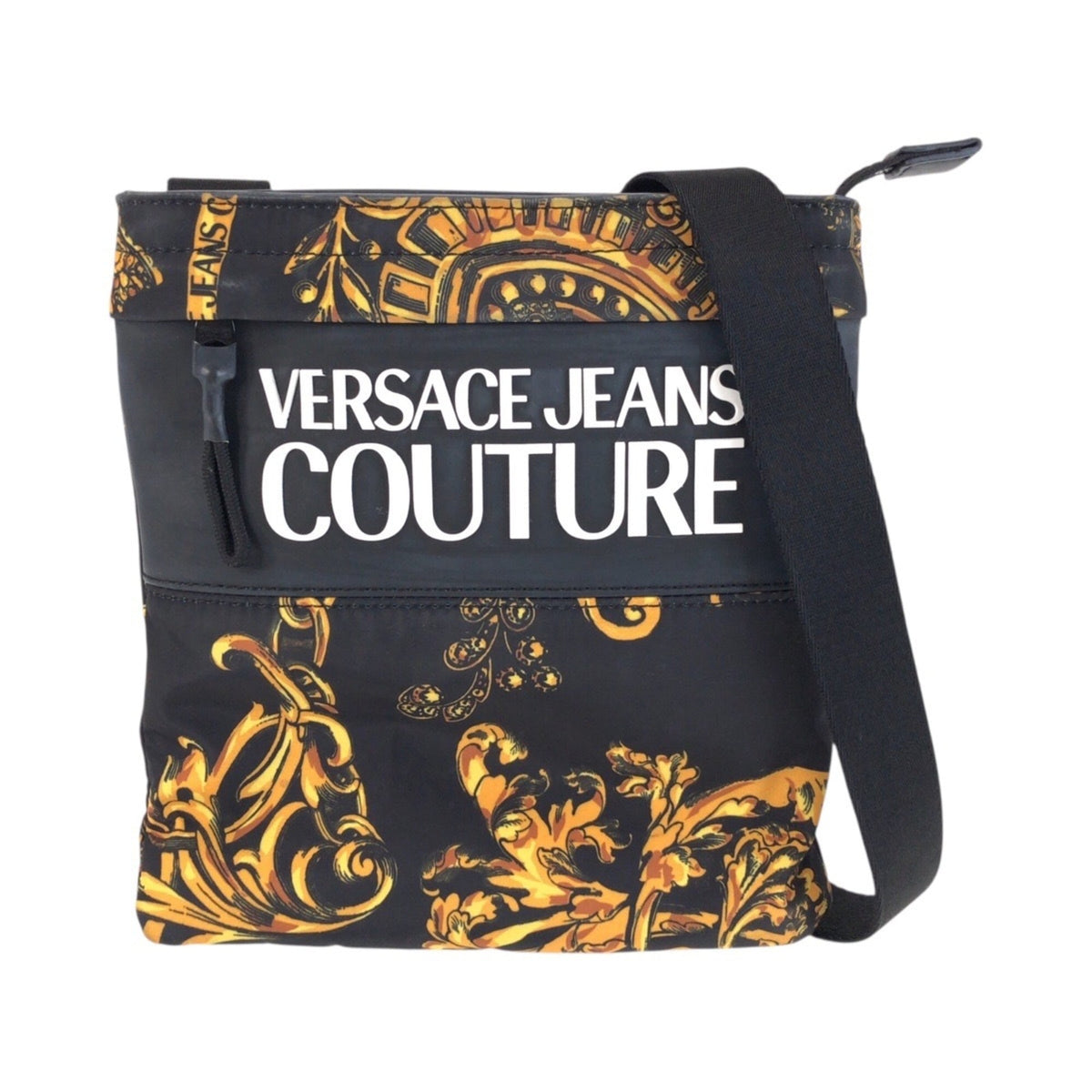 Versace Black Yellow Nylon Shoulder Bag (Pre-Owned)