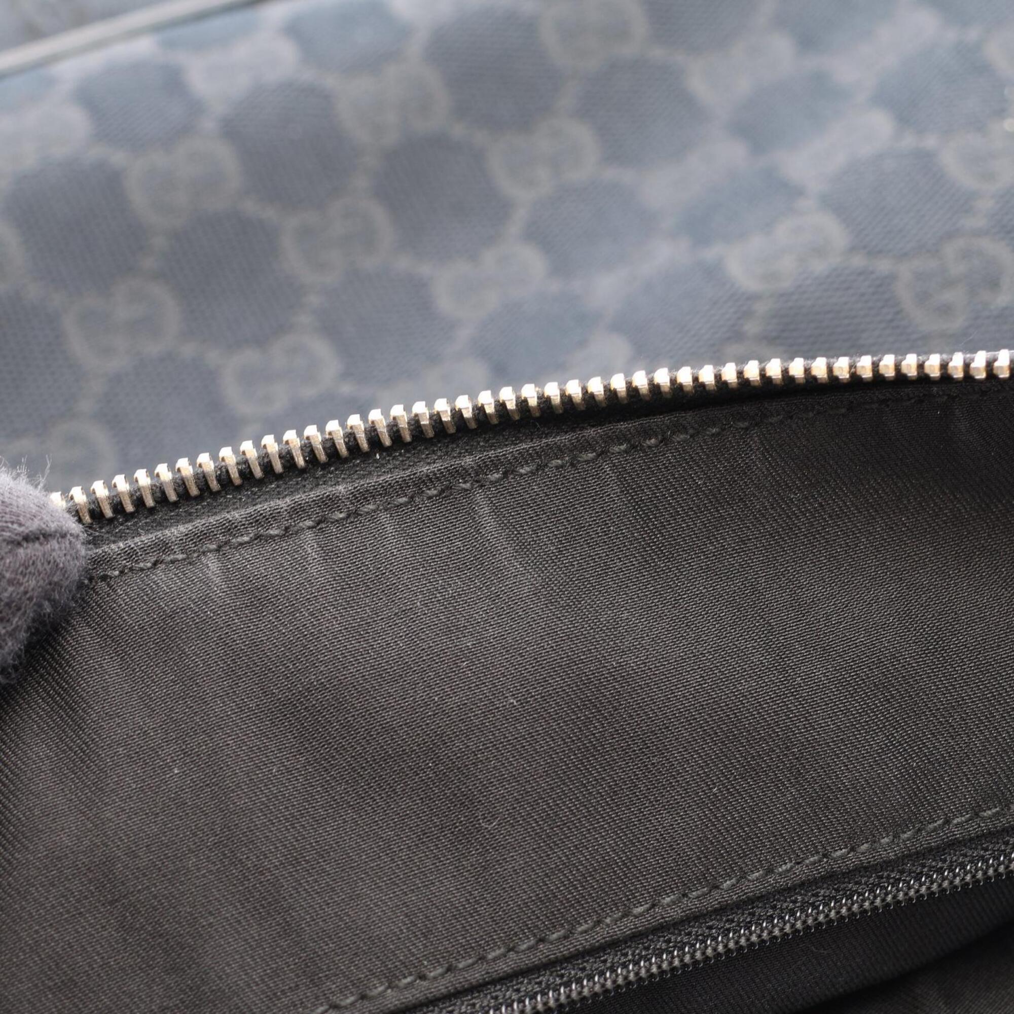Gucci Black Canvas Leather Handbag Shoulder Bag (Pre-Owned)