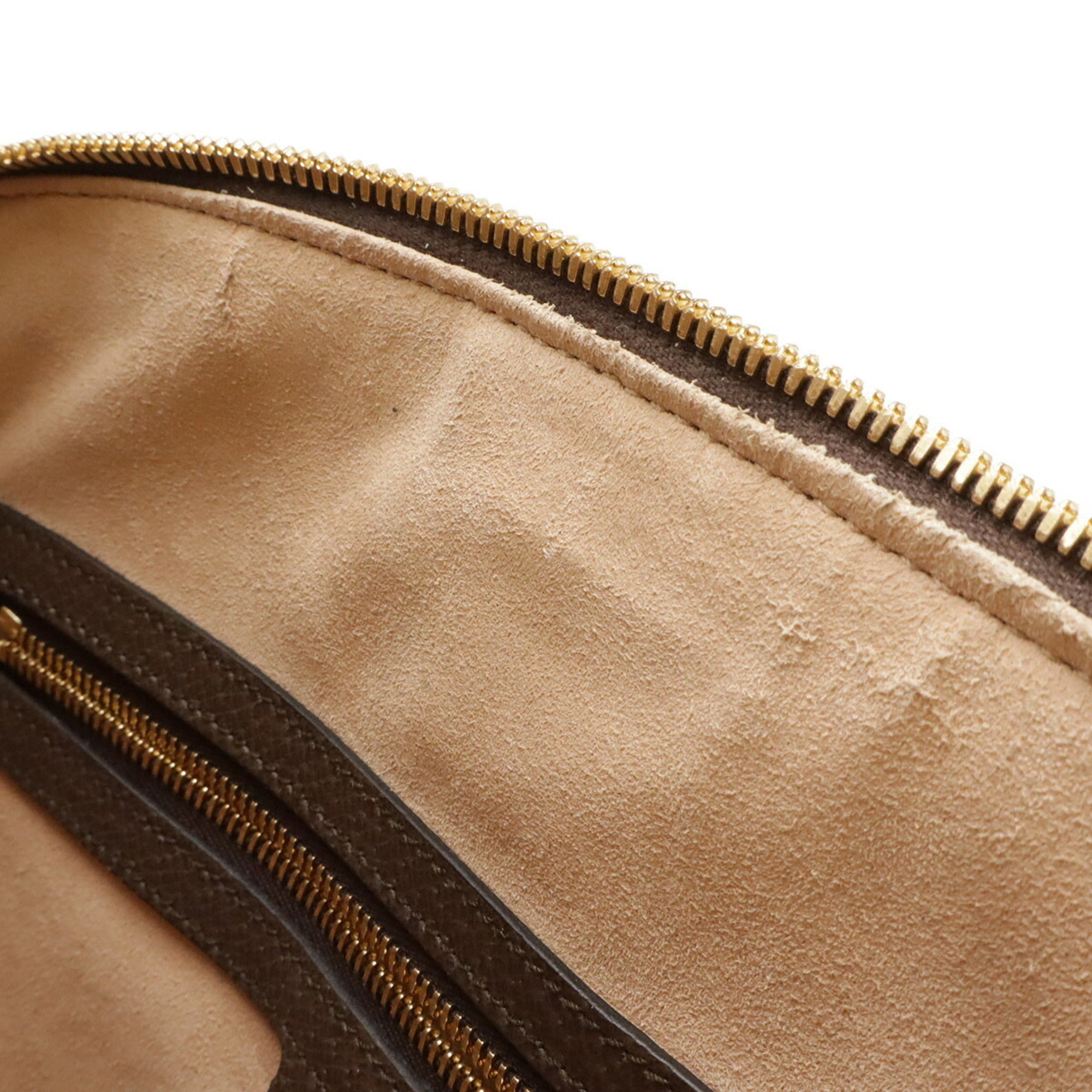 Gucci Beige Dark Brown Green Red Color Gg Supreme Canvas Leather Handbag Shoulder Bag (Pre-Owned)