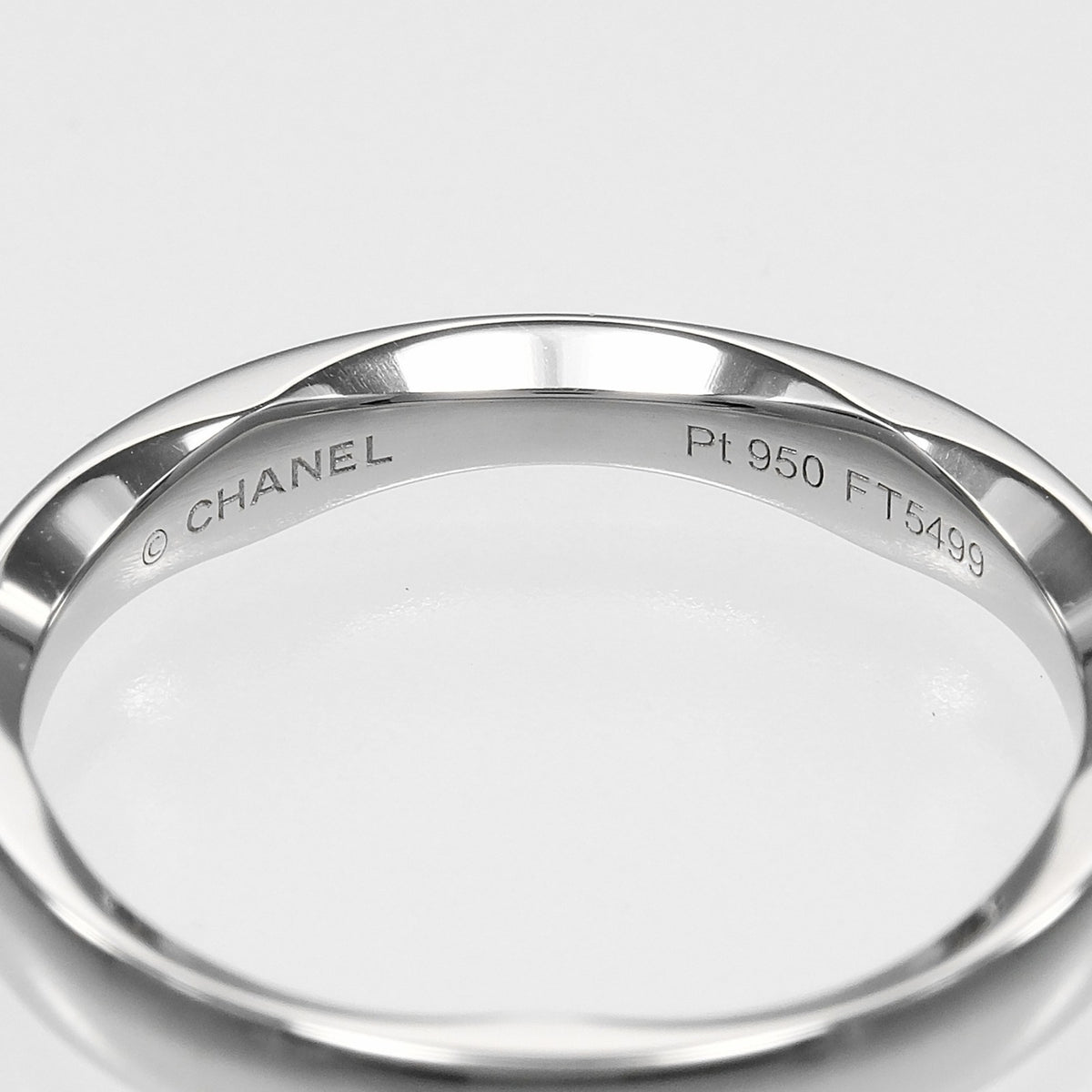 Chanel Silver Platinum 950 Band Ring (Pre-Owned)