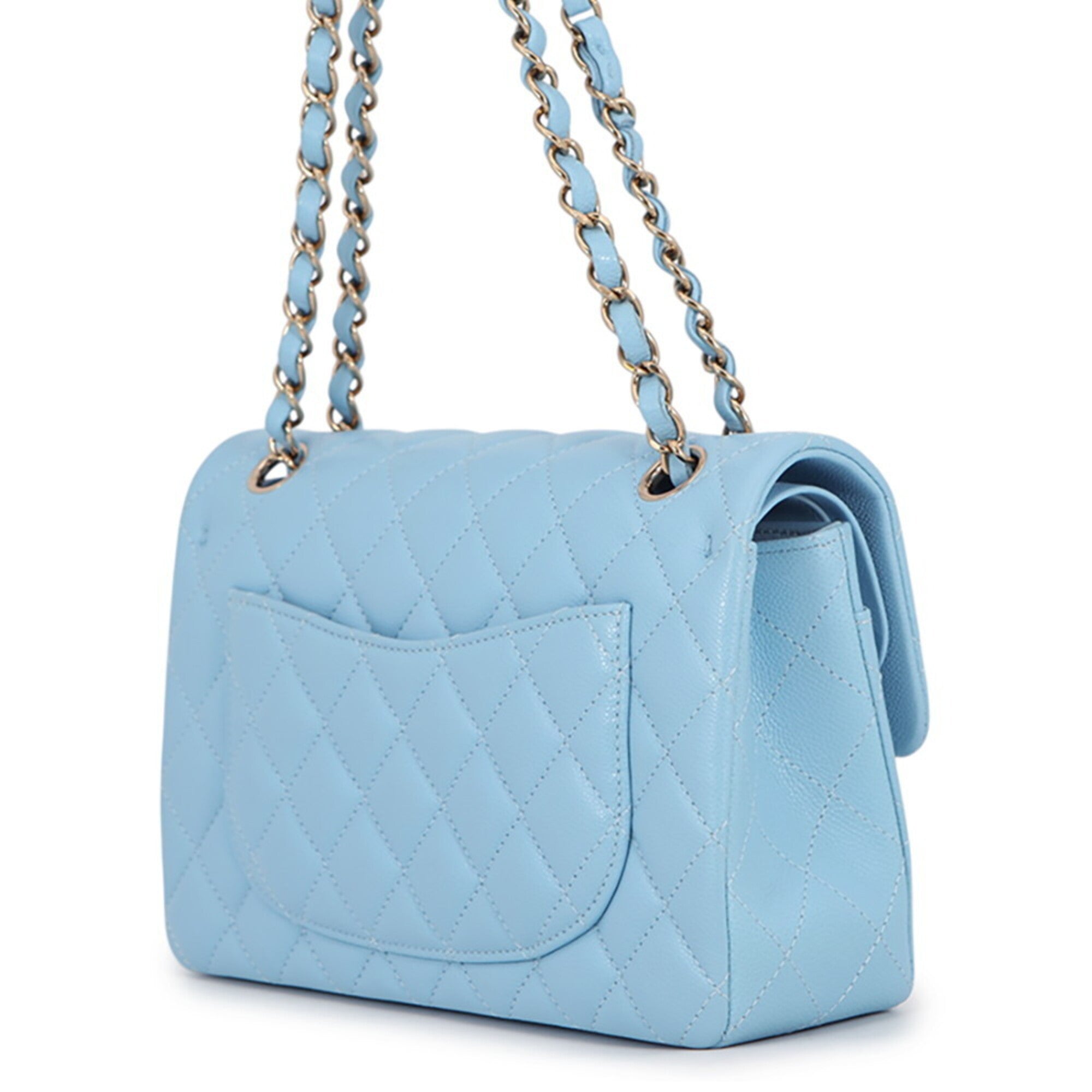 Chanel Sky Blue Grained Calfskin Handbag Shoulder Bag (Pre-Owned)