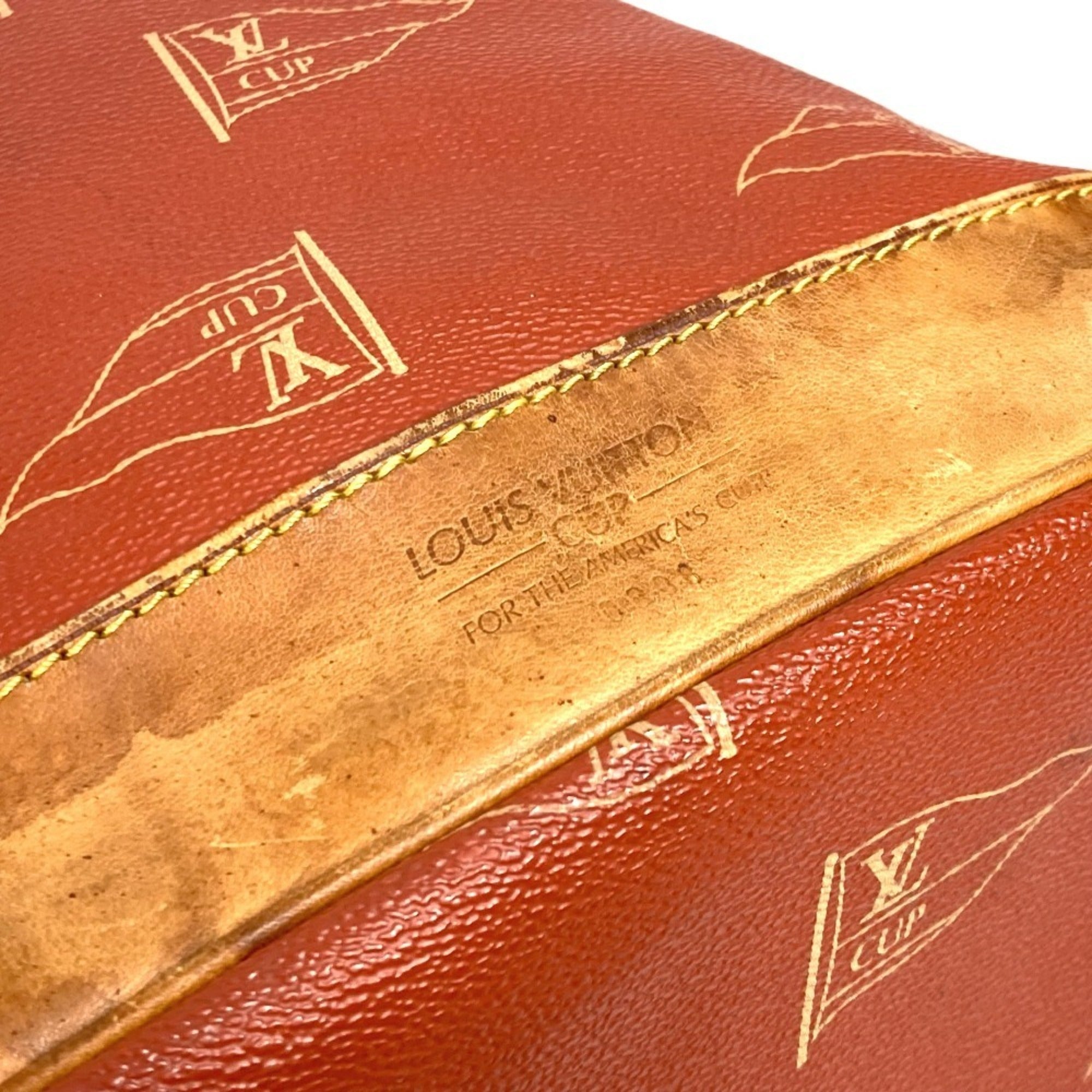 Louis Vuitton Orange Leather Canvas Shoulder Bag (Pre-Owned)