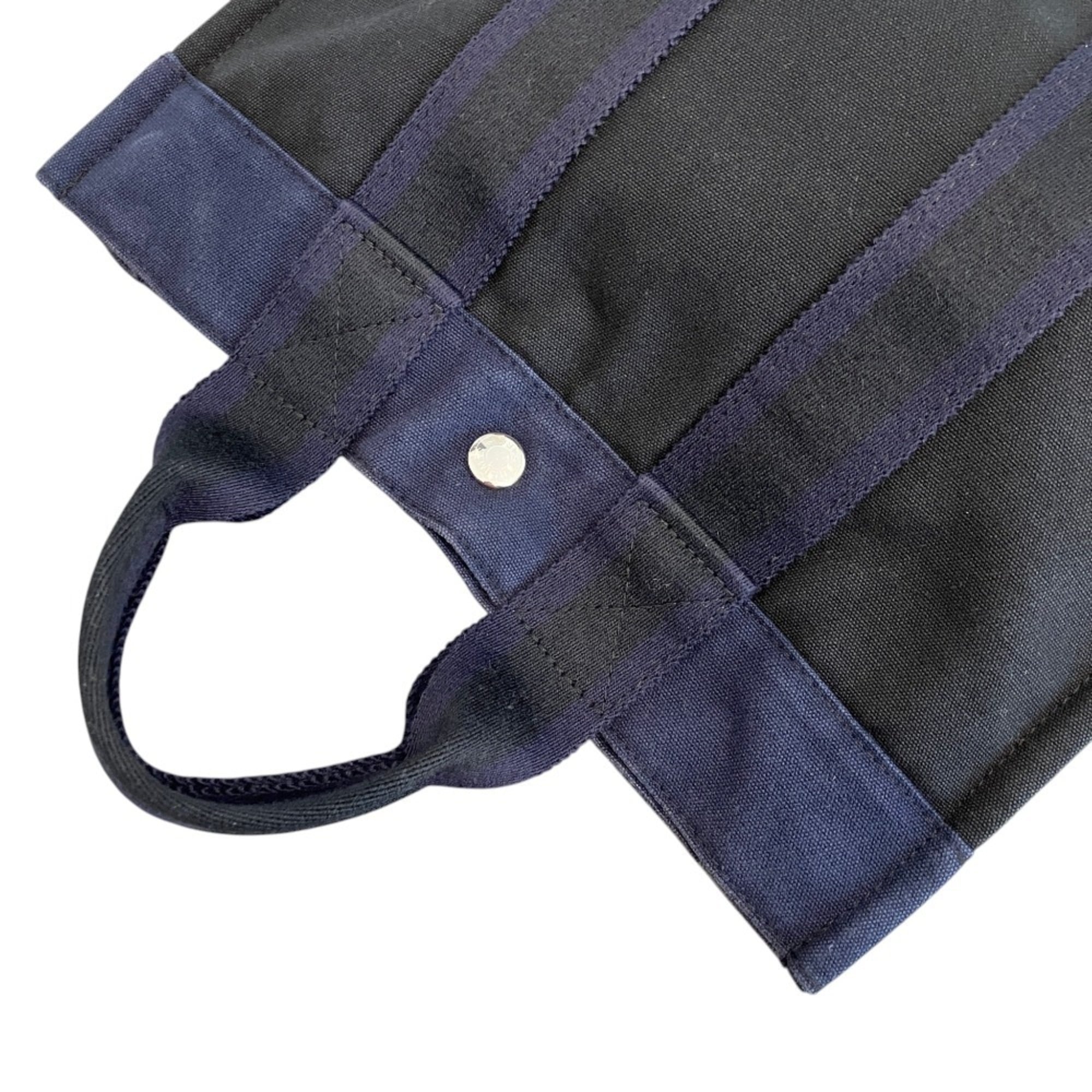 Hermes Navy Canvas Handbag Tote Bag (Pre-Owned)