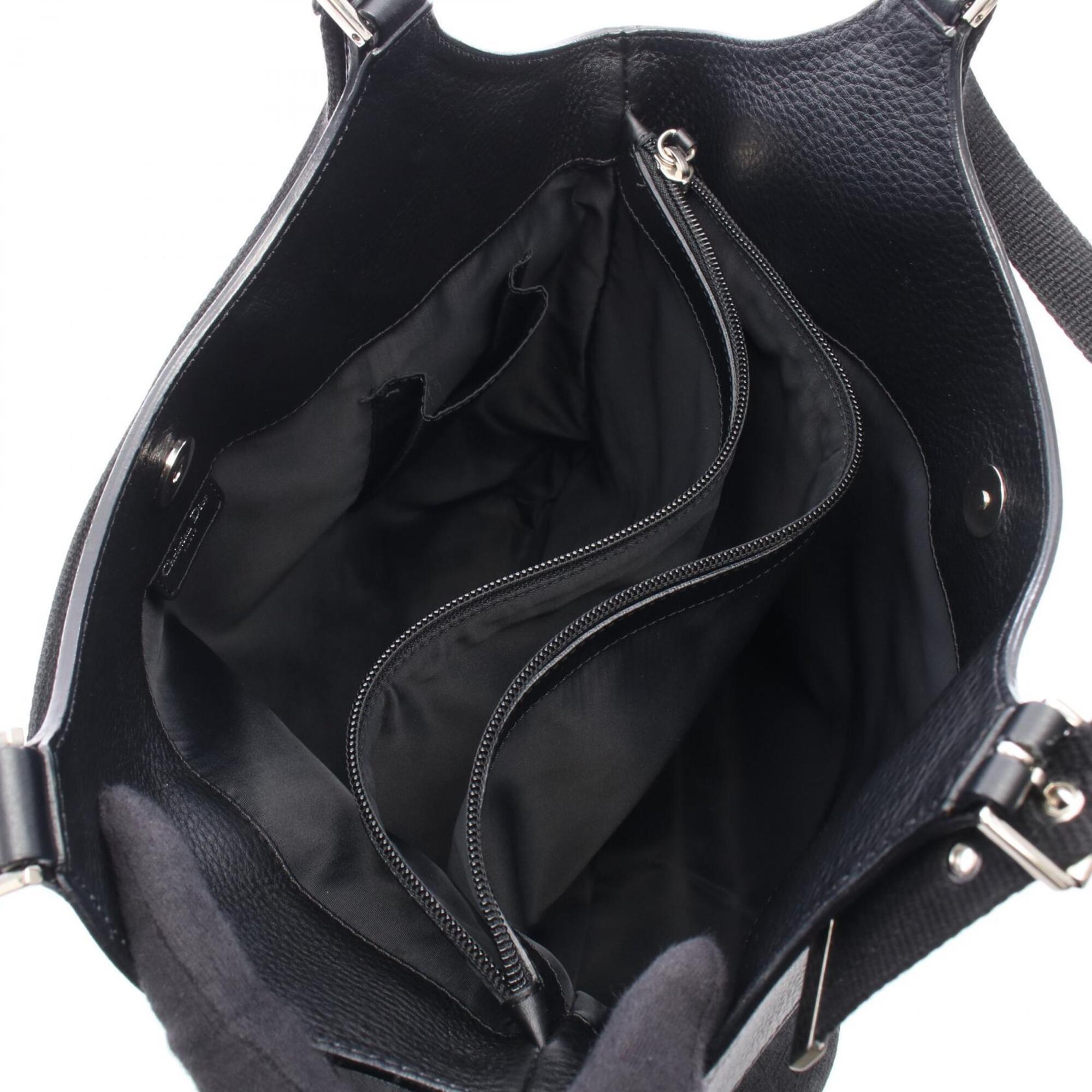 Christian Dior Black Canvas Leather Handbag Tote Bag (Pre-Owned)
