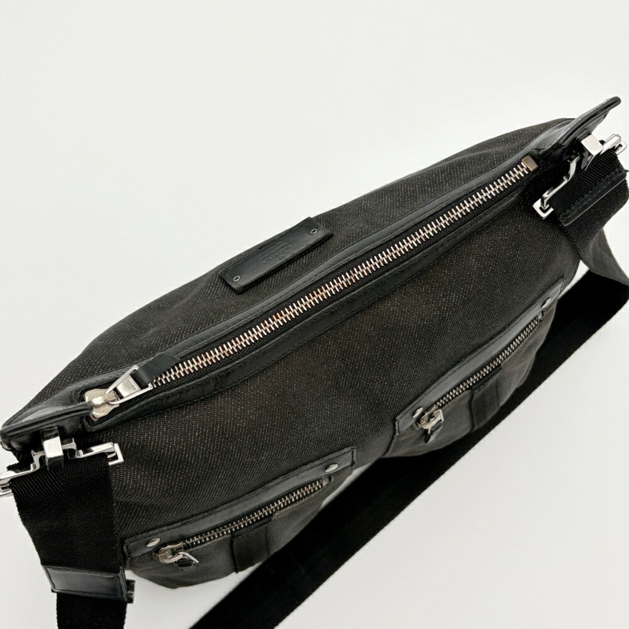 Gucci Black Denim Leather Shoulder Bag (Pre-Owned)
