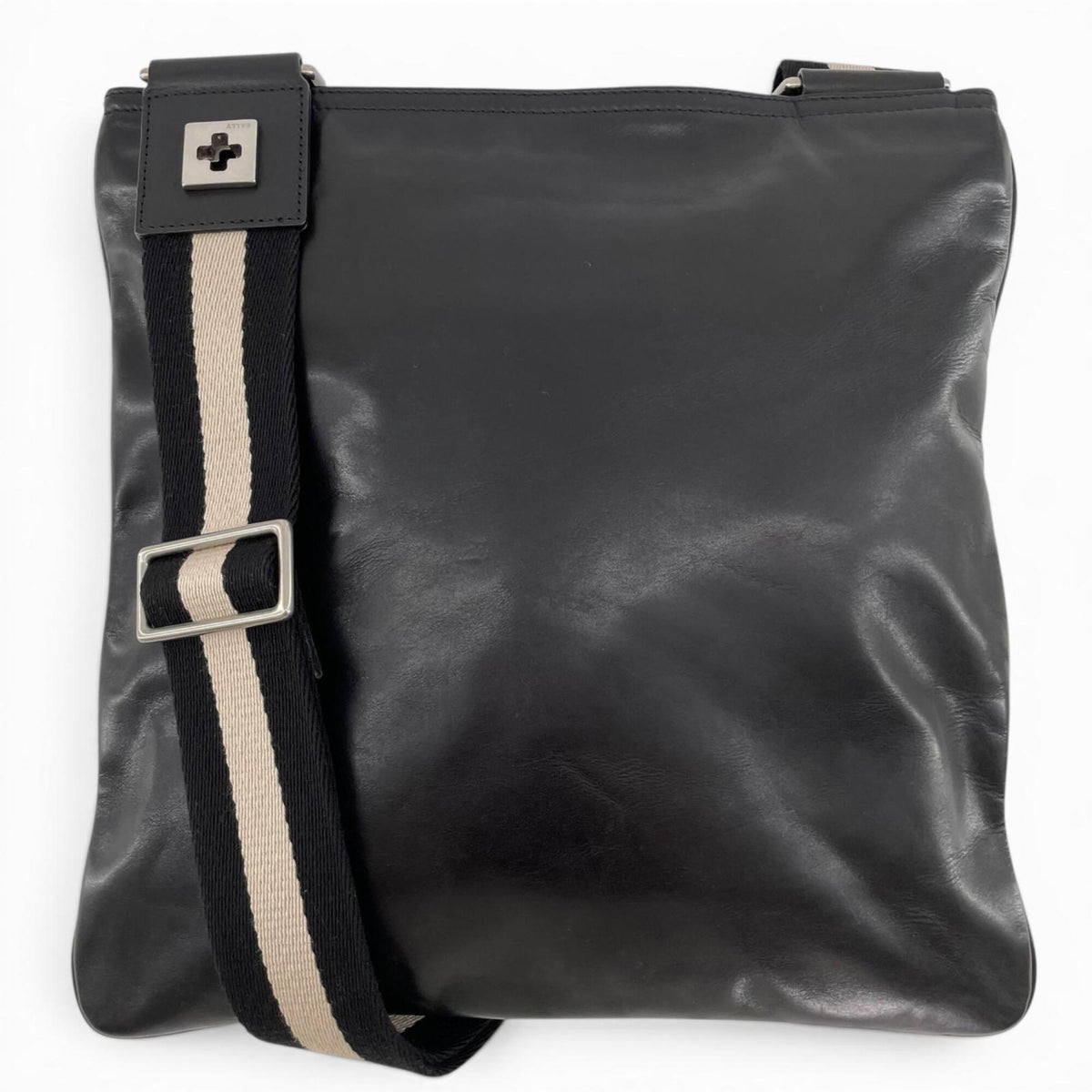 Bally Black Leather Canvas Shoulder Bag (Pre-Owned)