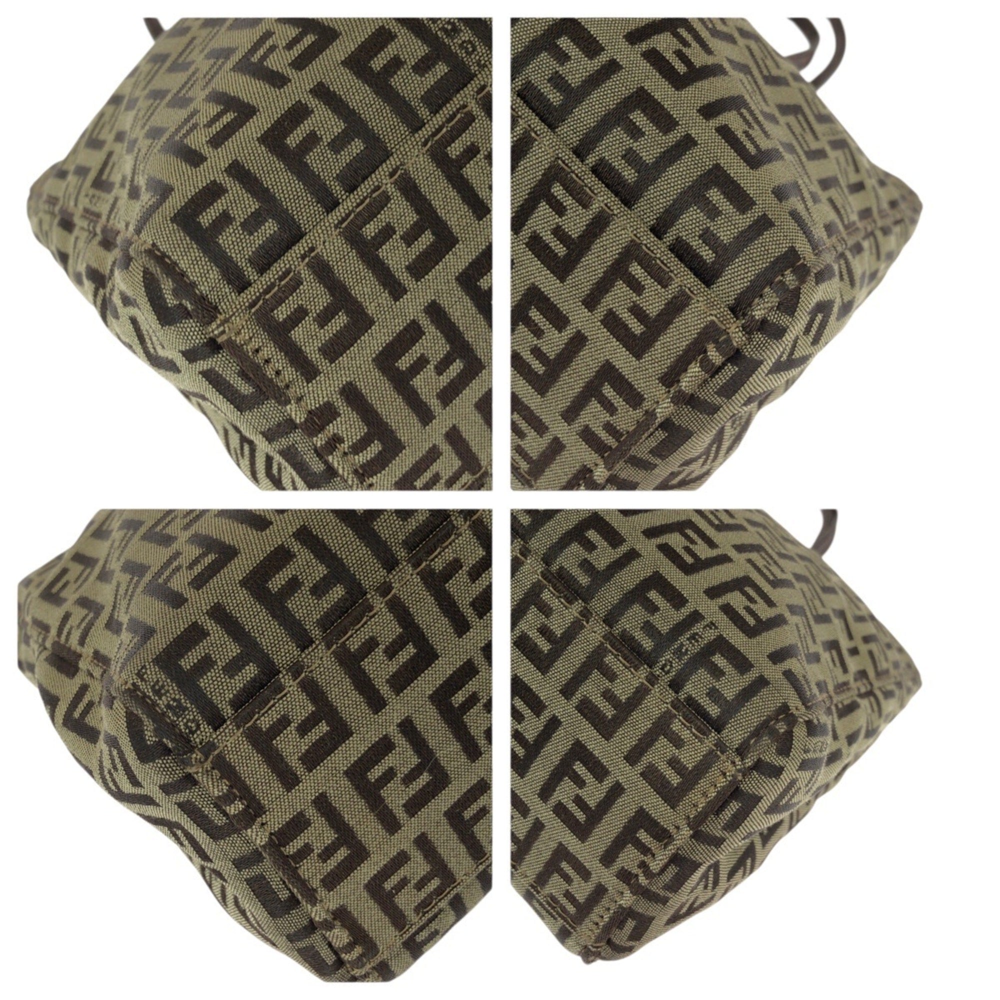 Fendi Beige Brown Canvas Leather Handbag (Pre-Owned)