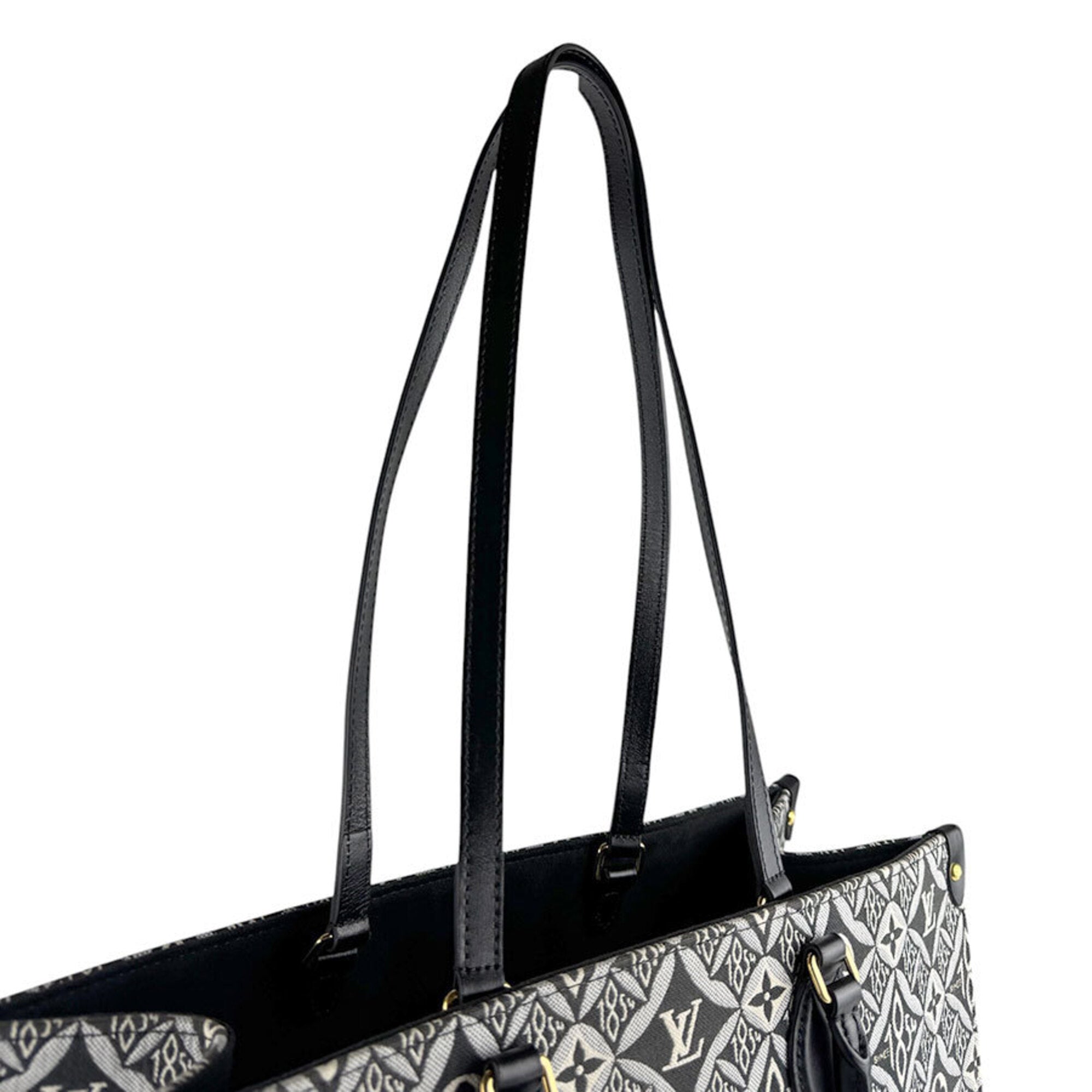 Louis Vuitton Black Gray White Canvas Leather Handbag Shoulder Bag (Pre-Owned)