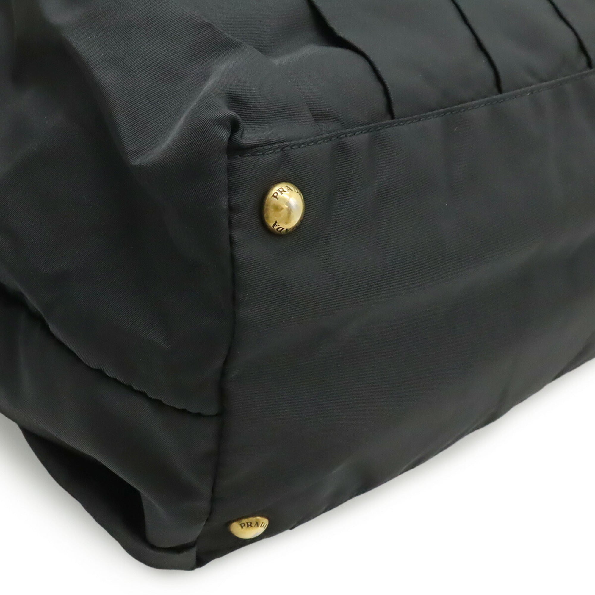 Prada Black Nero Nylon Leather Handbag Tote Bag (Pre-Owned)