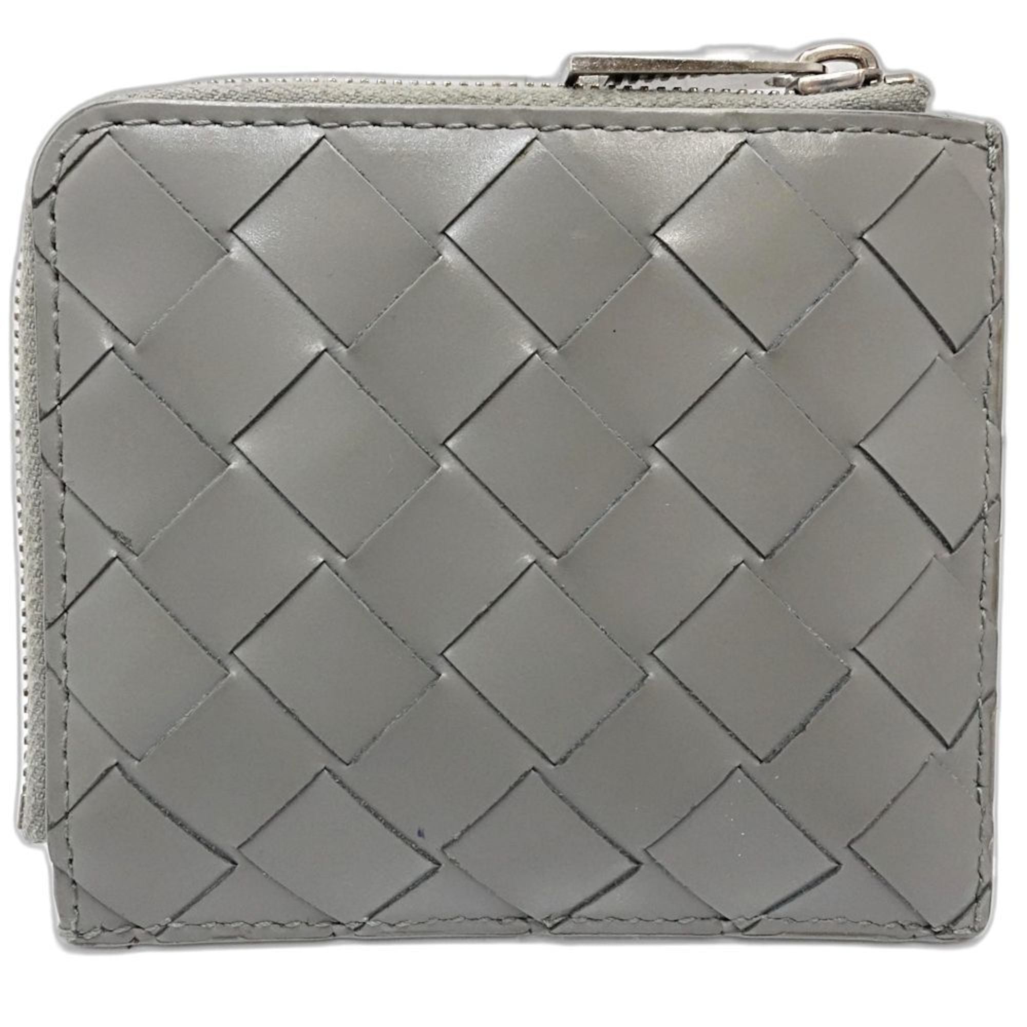 Bottega Veneta Gray Intrecciato Coin Purse/Coin Case (Pre-Owned)