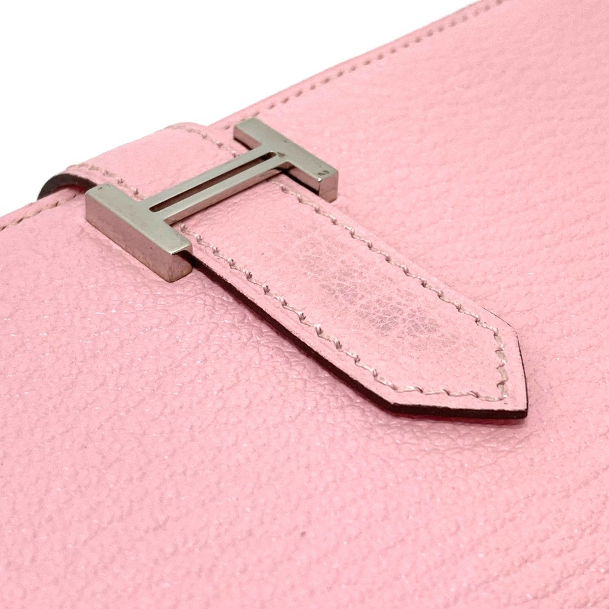 Hermes Pink Leather Long Wallet (Bi-Fold) (Pre-Owned)