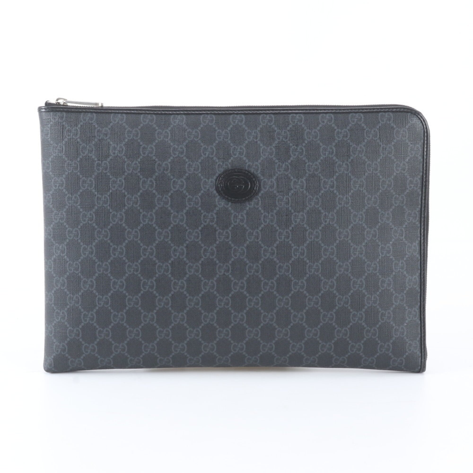 Gucci Black Gg Supreme Clutch Bag Handbag Pouch (Pre-Owned)