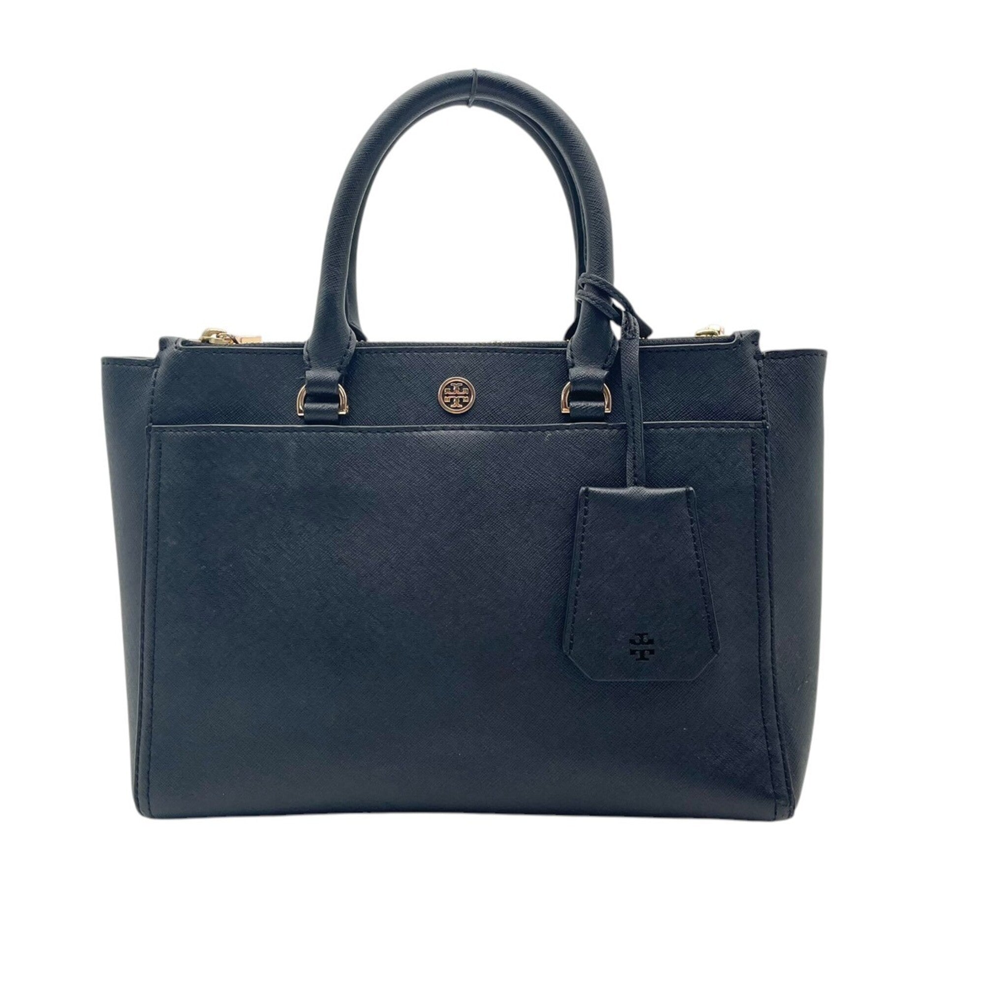 Tory Burch Black Leather Handbag Shoulder Bag Tote Bag (Pre-Owned)
