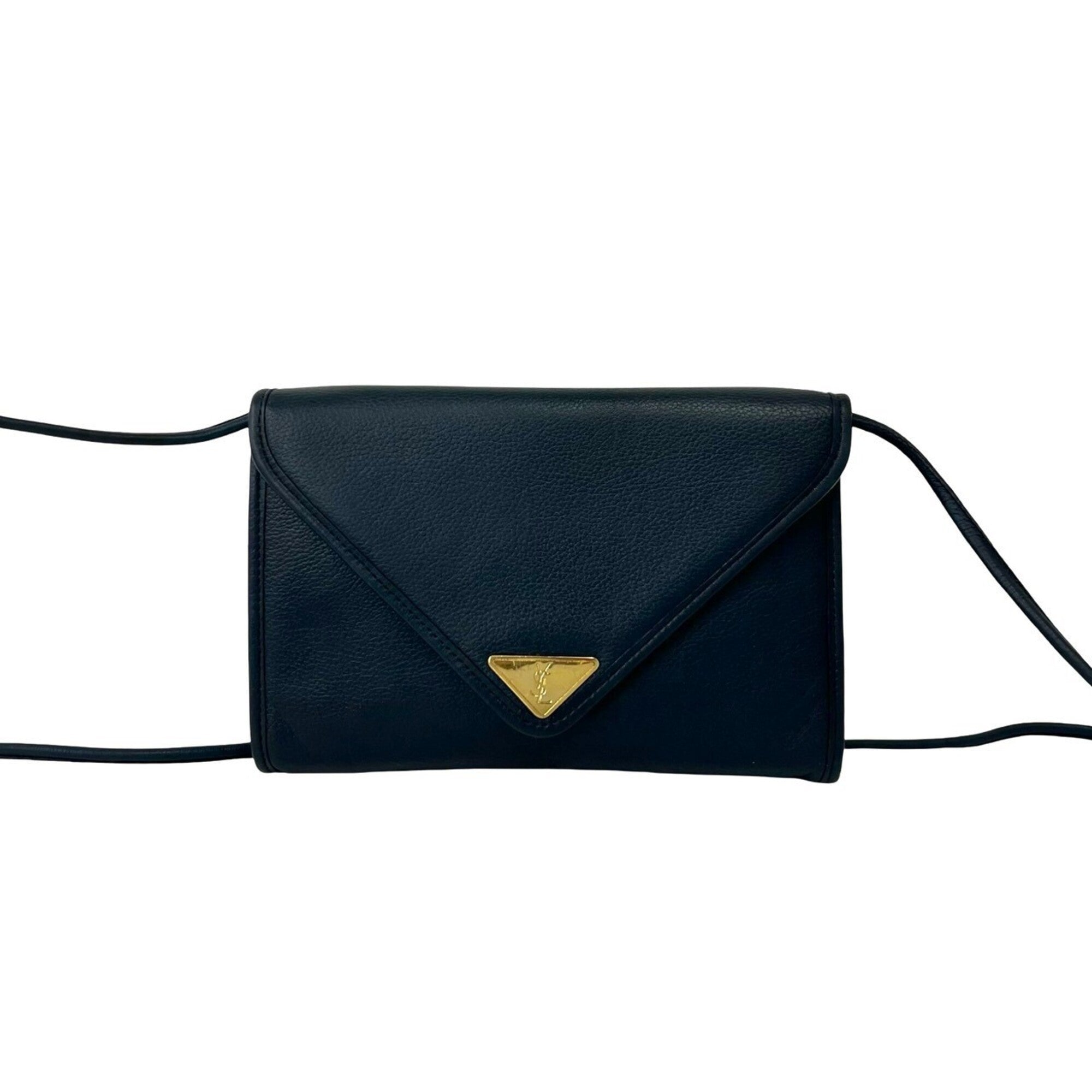 Yves Saint Laurent Navy Leather Pochette Shoulder Bag (Pre-Owned)